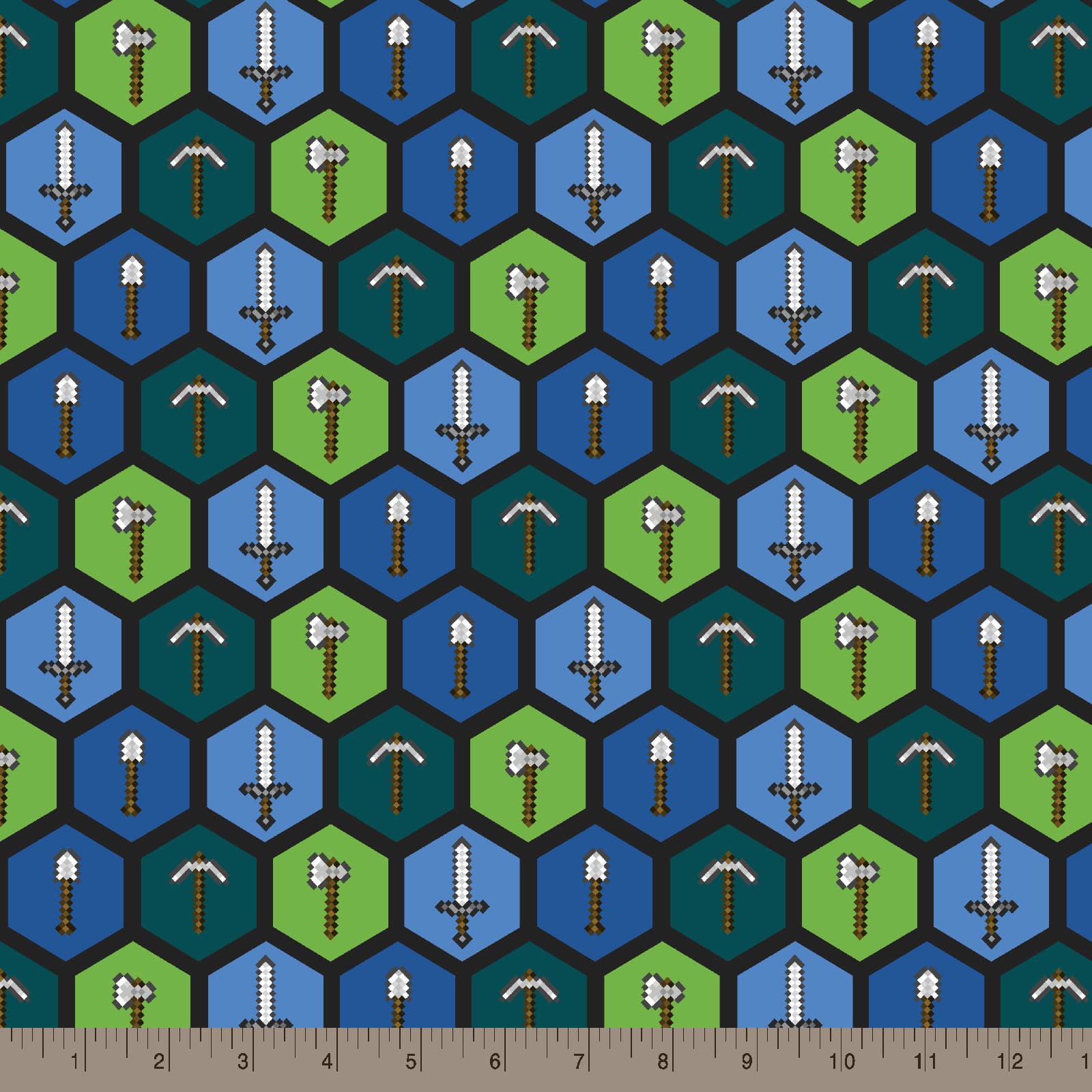 Mojang Multicolored Minecraft Tools Cotton Fabric