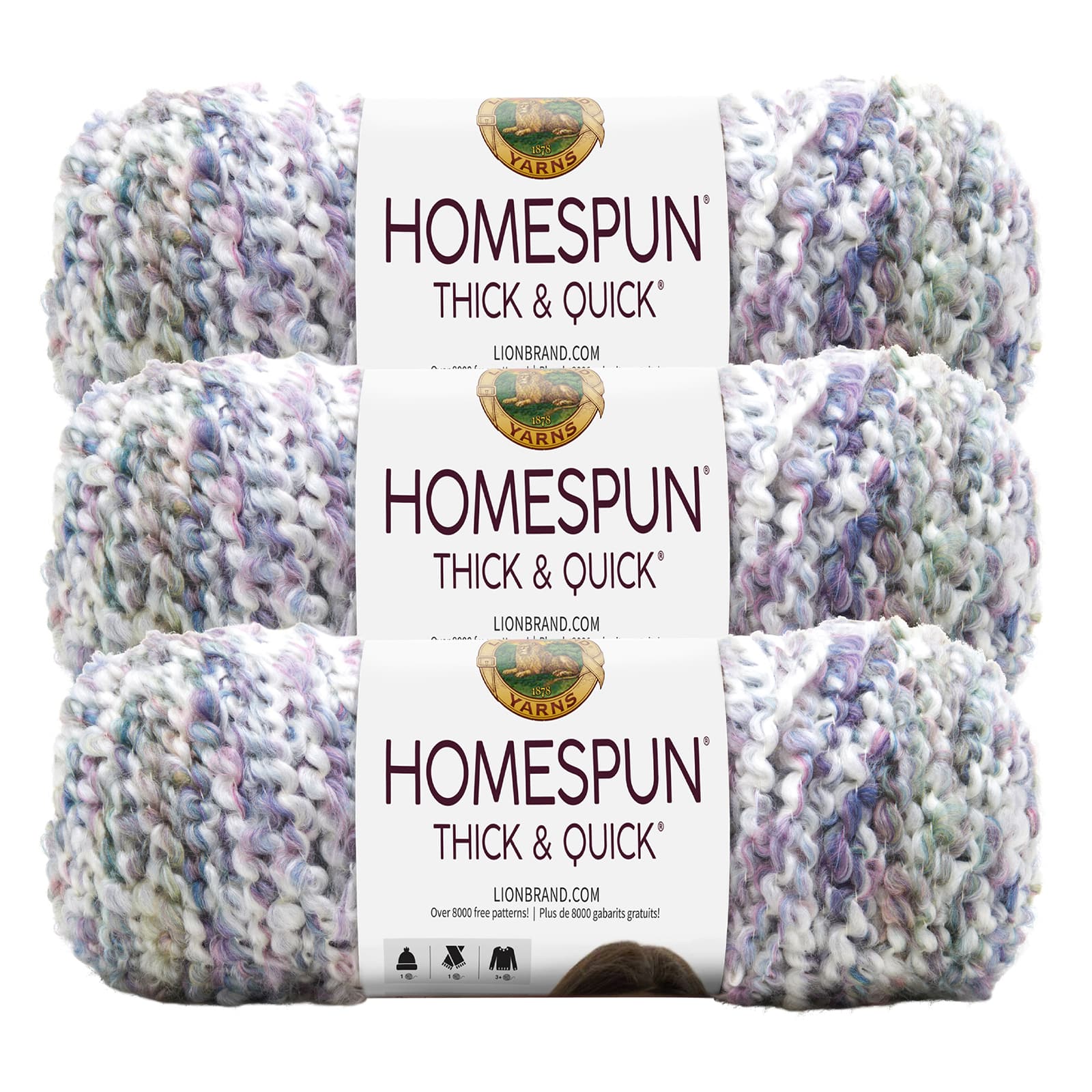  (3 Pack) Lion Brand Yarn Homespun Bulky Yarn, Painted