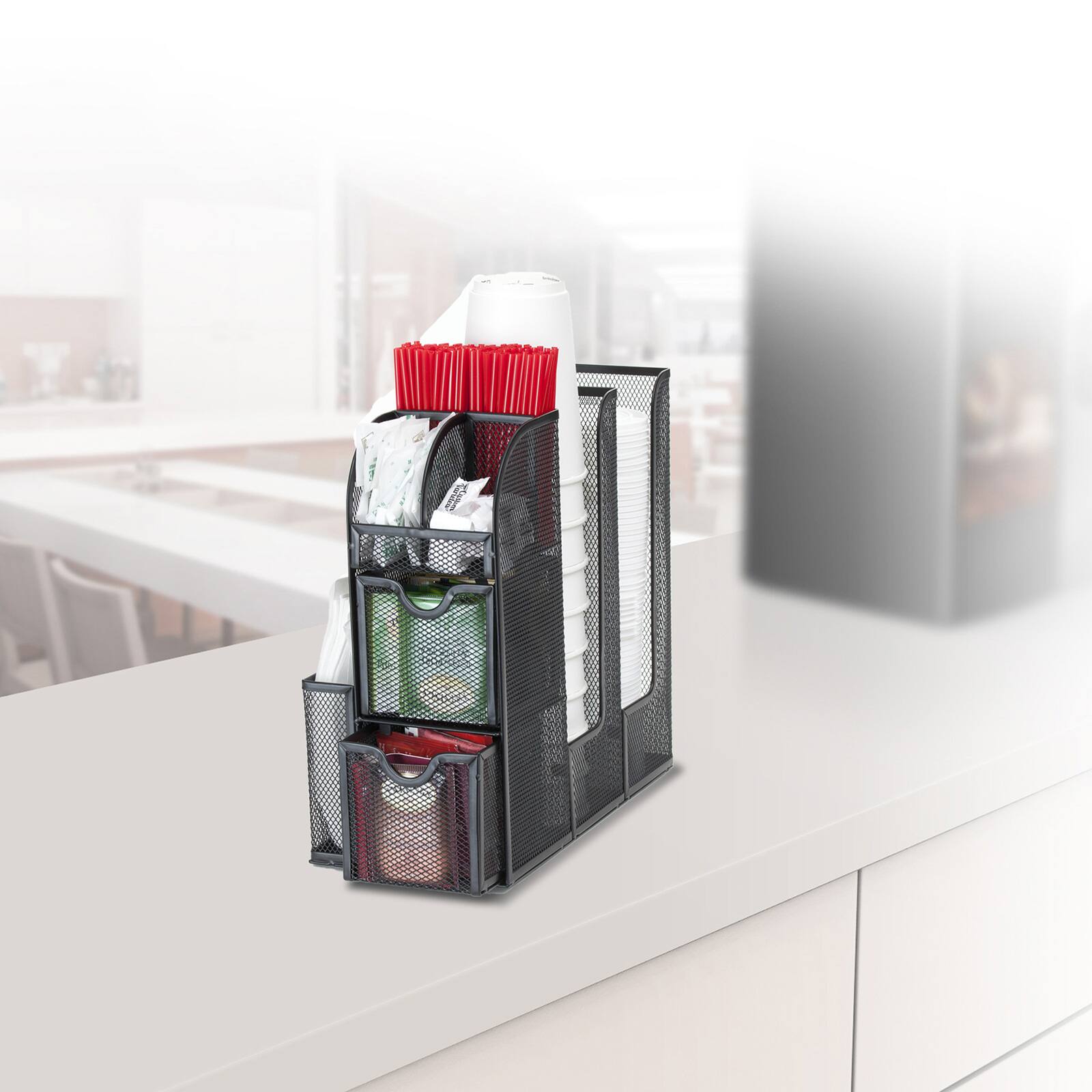 Mind Reader Black Coffee Condiment and Accessories Caddy Organizer