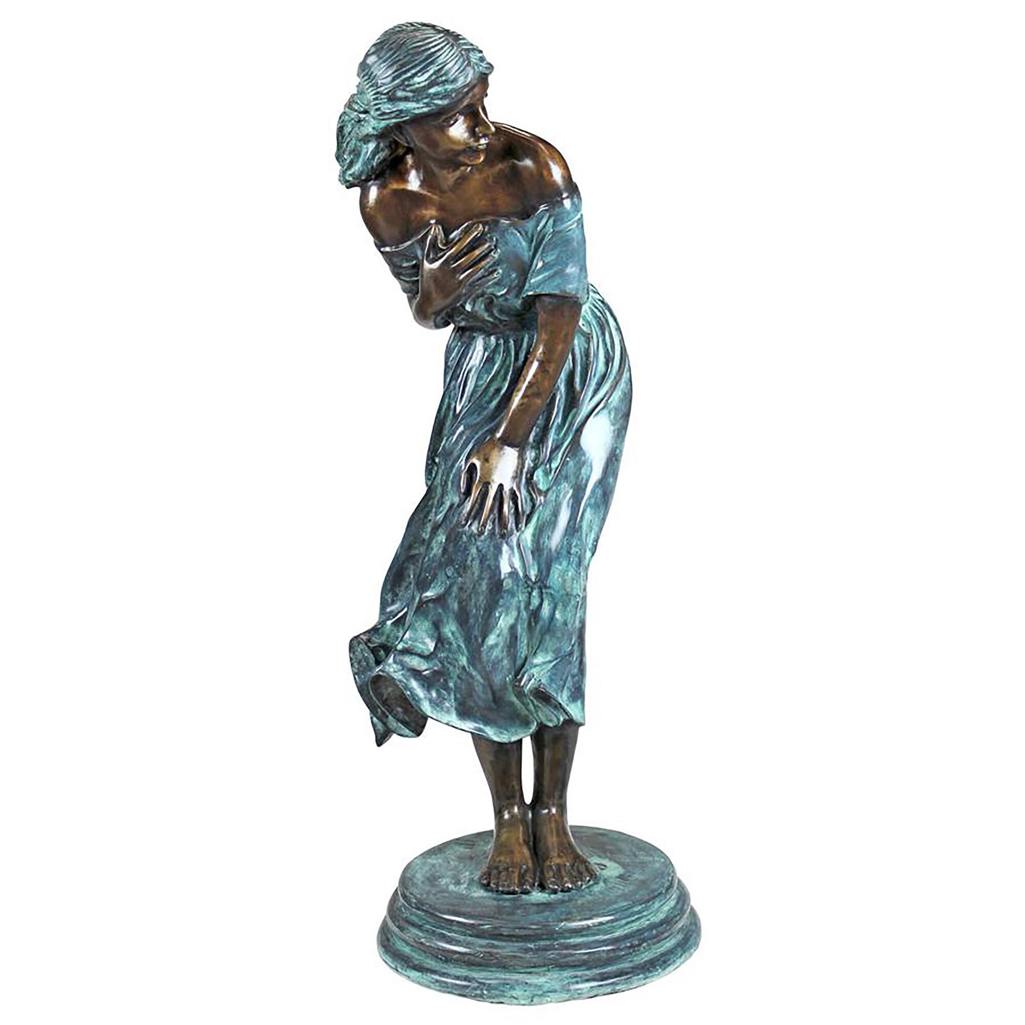 Design Toscano 36&#x22; Windblown Quality Lost Wax Bronze Statue