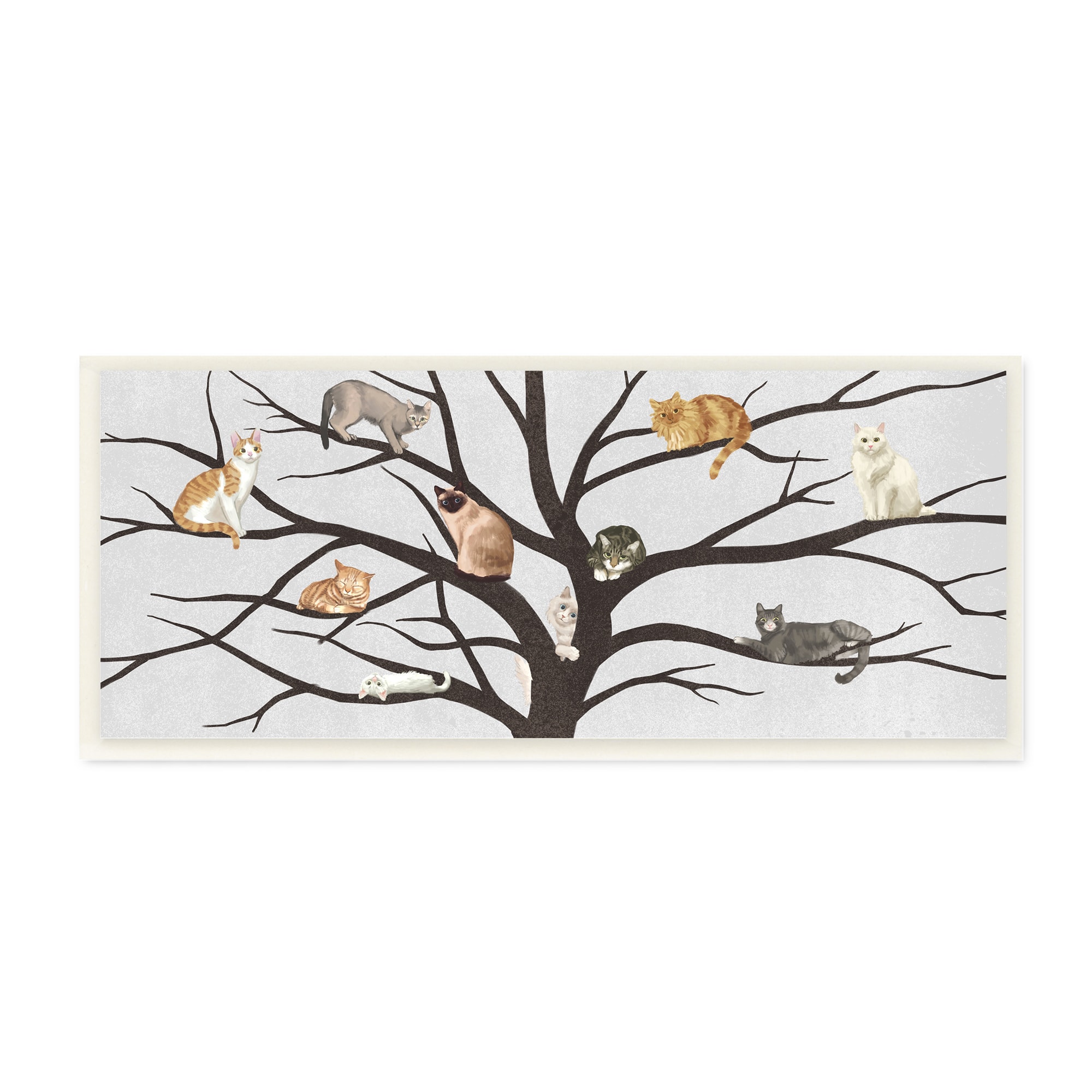 Stupell Industries Cats In The Tree Animal Pet Black Grey Painting, 7" x 17"