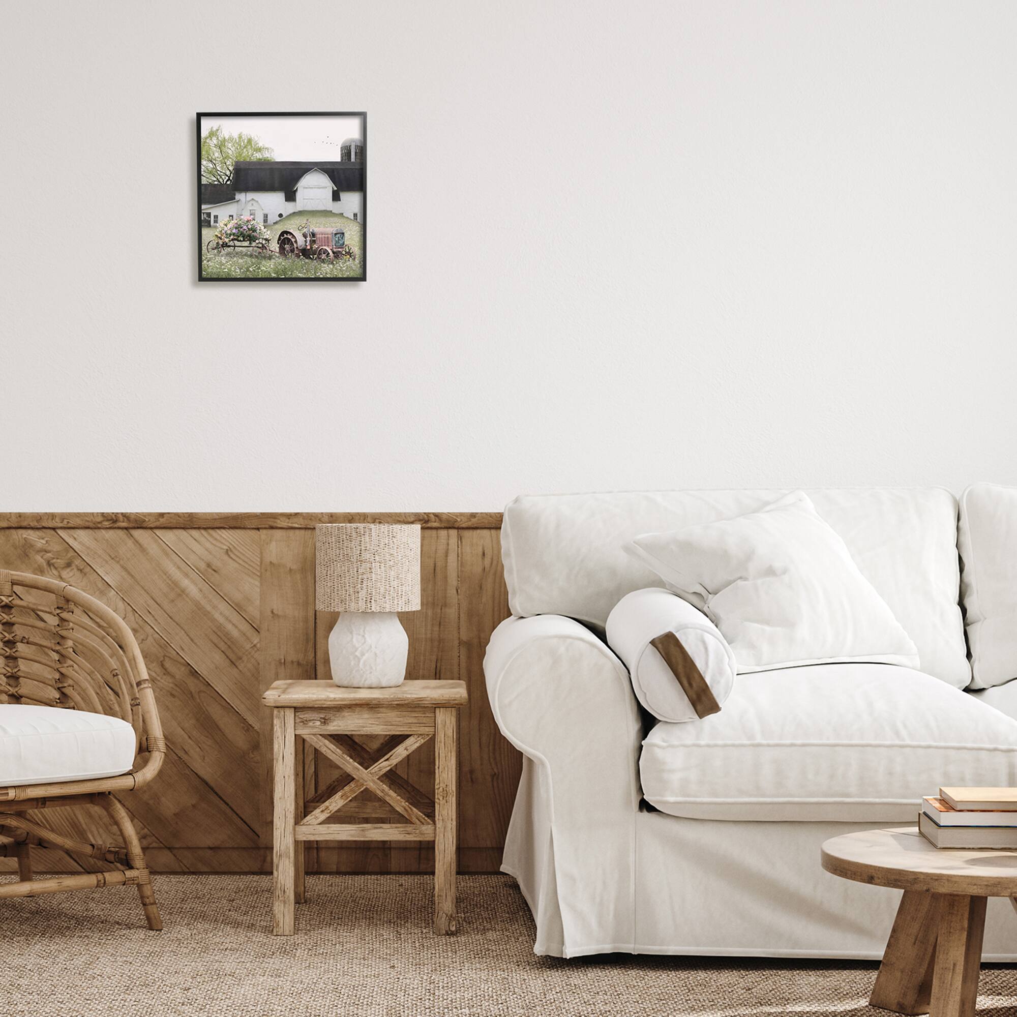 Stupell Industries Floral Tractor and Flower Field Barn Framed Giclee Art