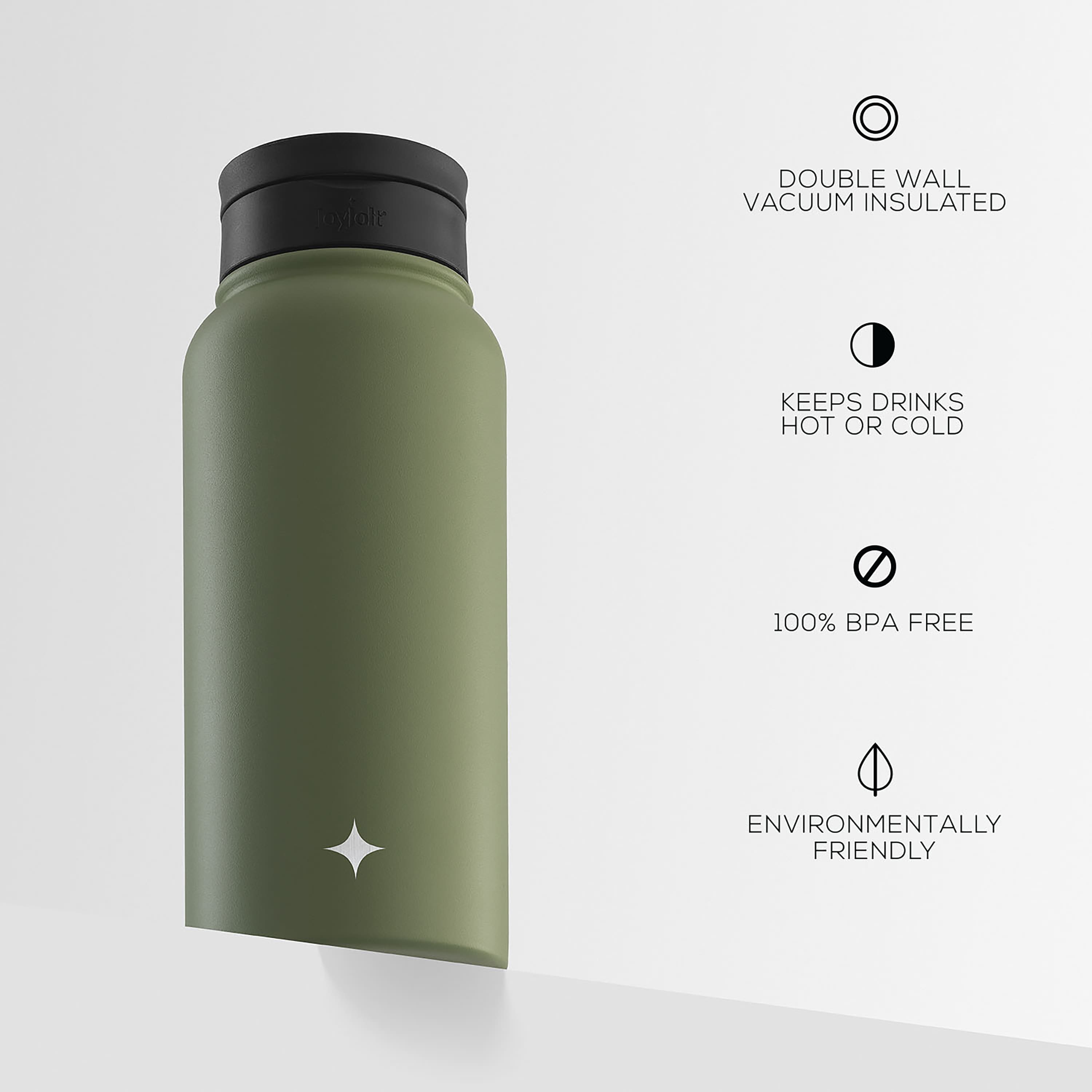 JoyJolt&#xAE; 32oz. Vacuum Insulated Water Bottle With Flip Lid &#x26; Sport Straw Lid