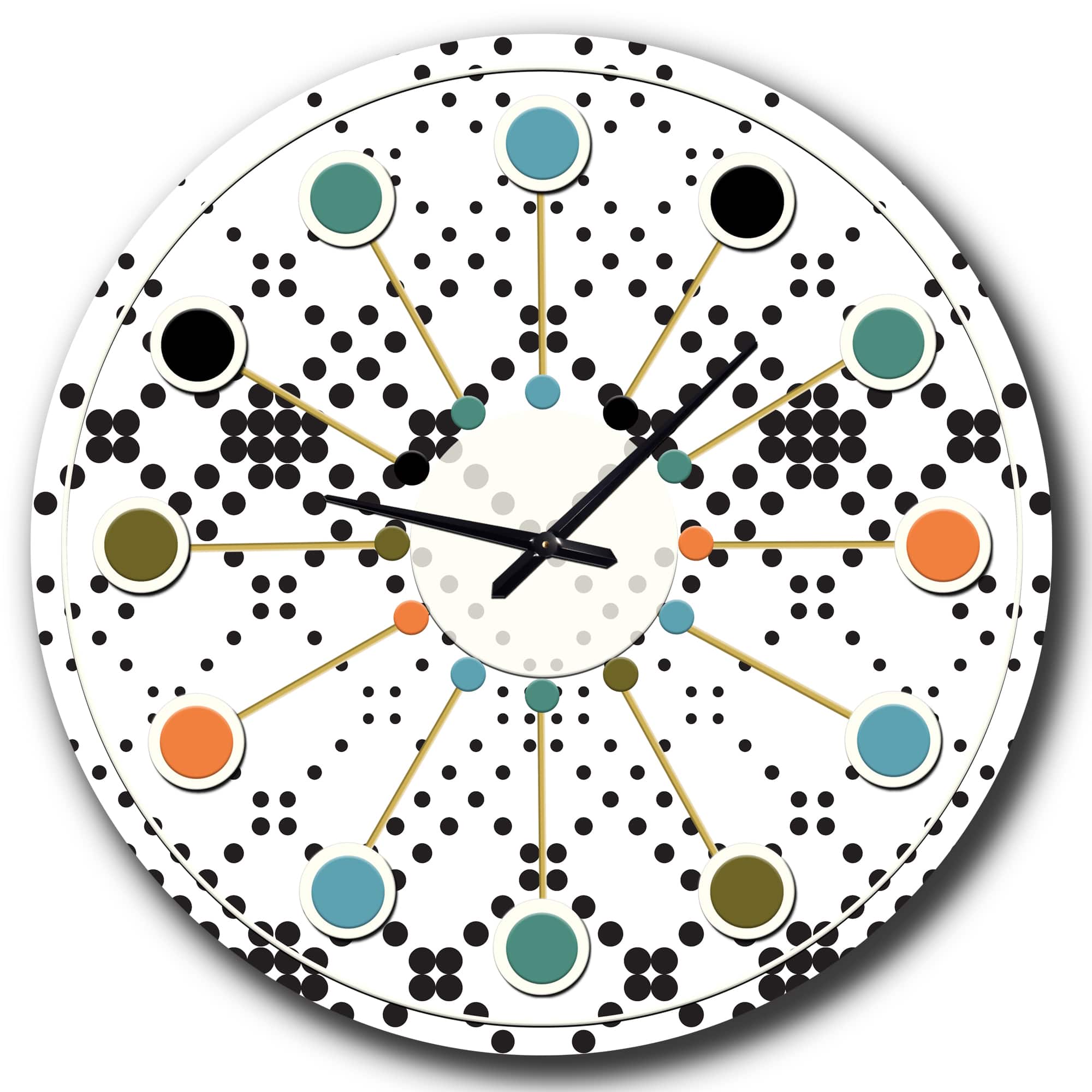 Designart 'Retro Geometrical Abstract Minimal Pattern Ix Mid-Century Modern Wall Clock