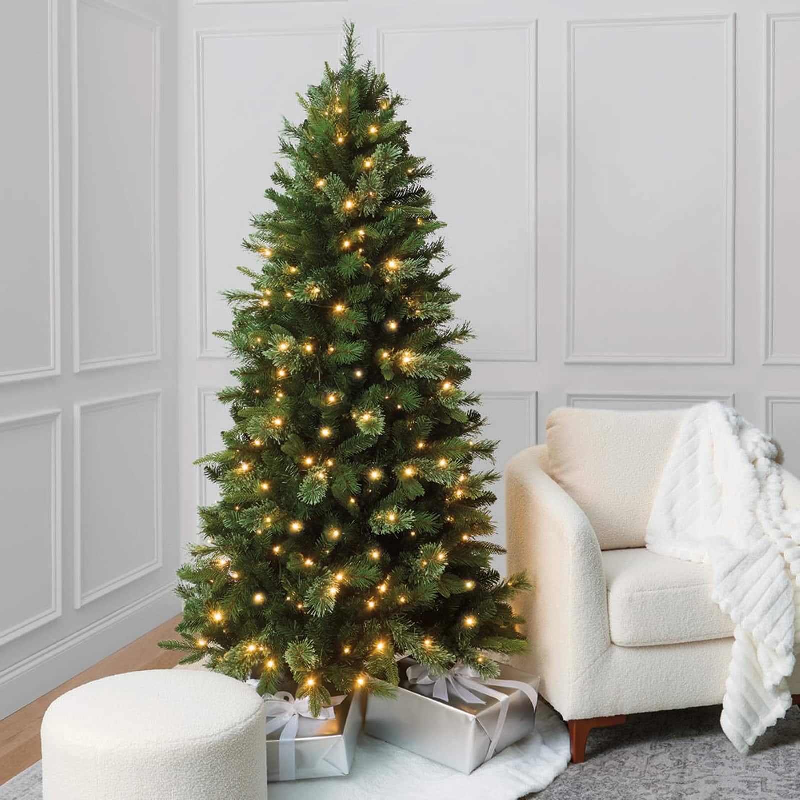 6ft. Pre-Lit Sierra Spruce Artificial Christmas Tree, Warm White LED Lights by Ashland&#xAE;