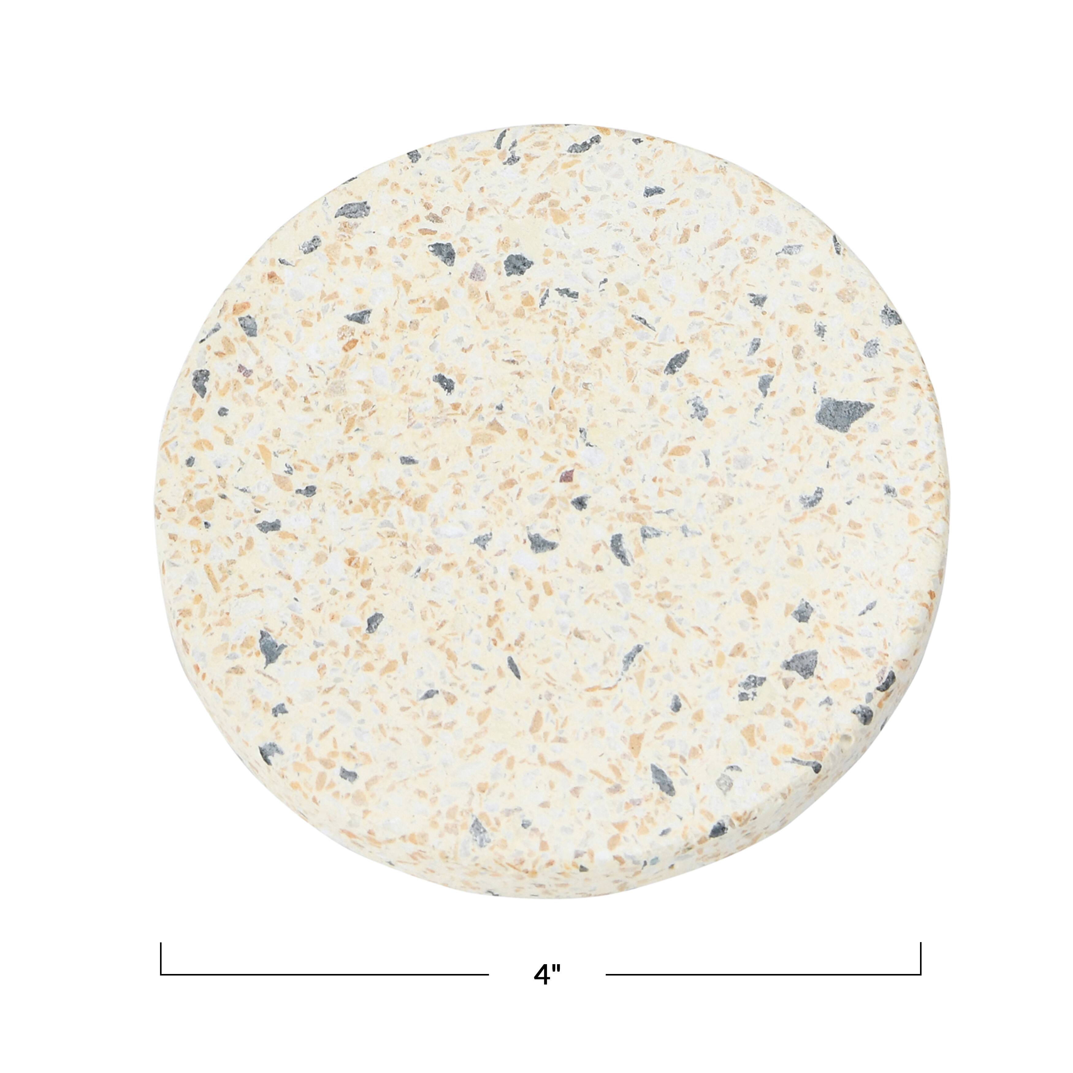 Eggshell Round Terrazzo Coaster Set