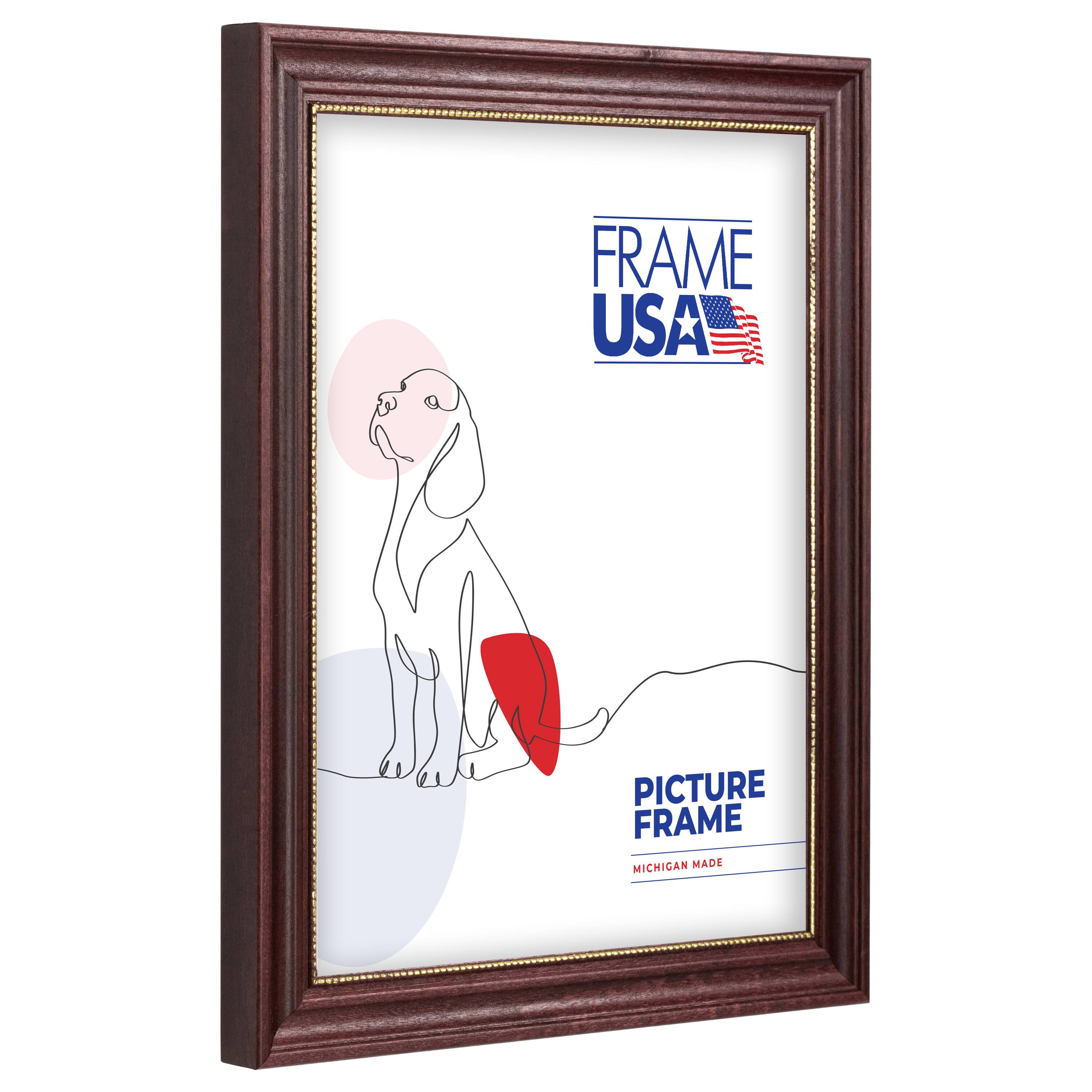 Frame USA Boardroom Cherry with Gold Bead Single Image Picture Frame