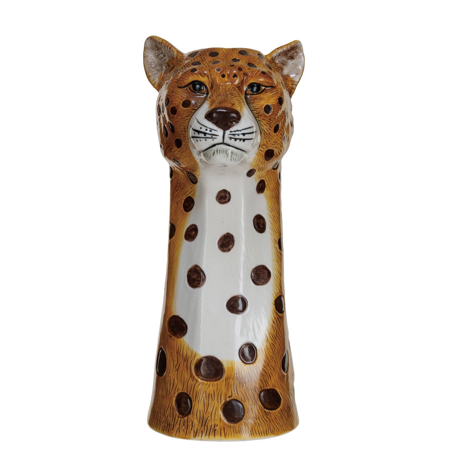 Hello Honey® 11" Multicolor Hand-Painted Decorative Stoneware Cheetah Vase
