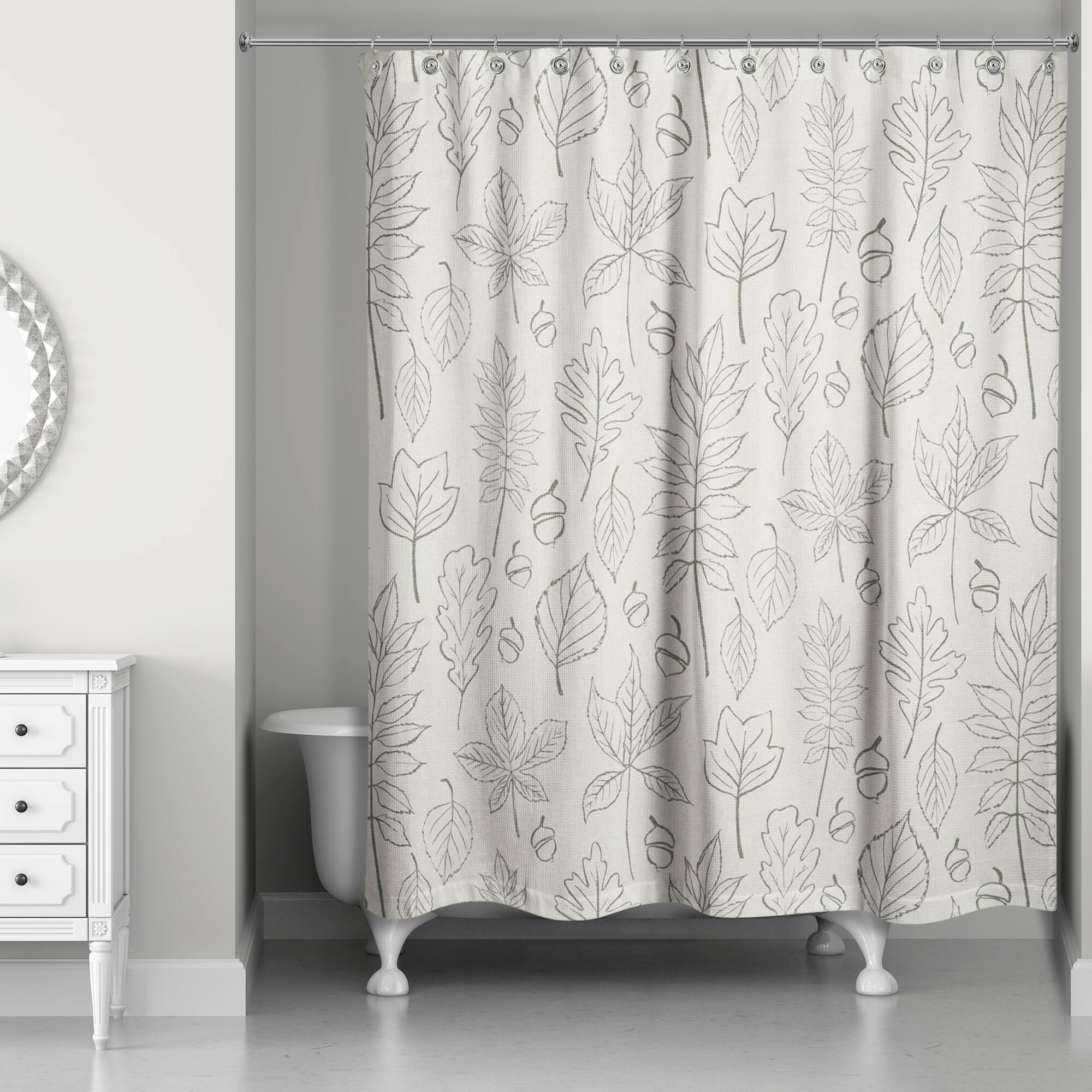 White Fall Leaves Shower Curtain