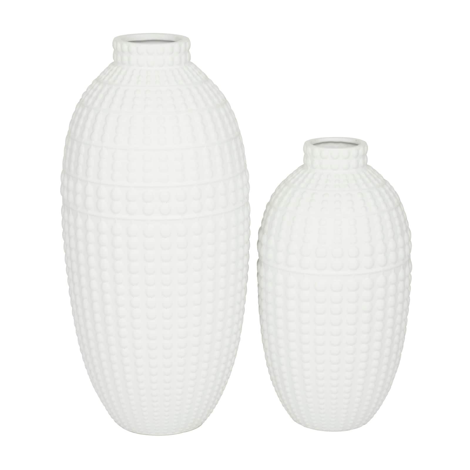 White Stoneware Modern Vase, Set of 2 16, 12 By Cosmoliving By Cosmopolitan - D615253S - Vases White Stoneware Modern Vase The simple and classy  sku D615253S