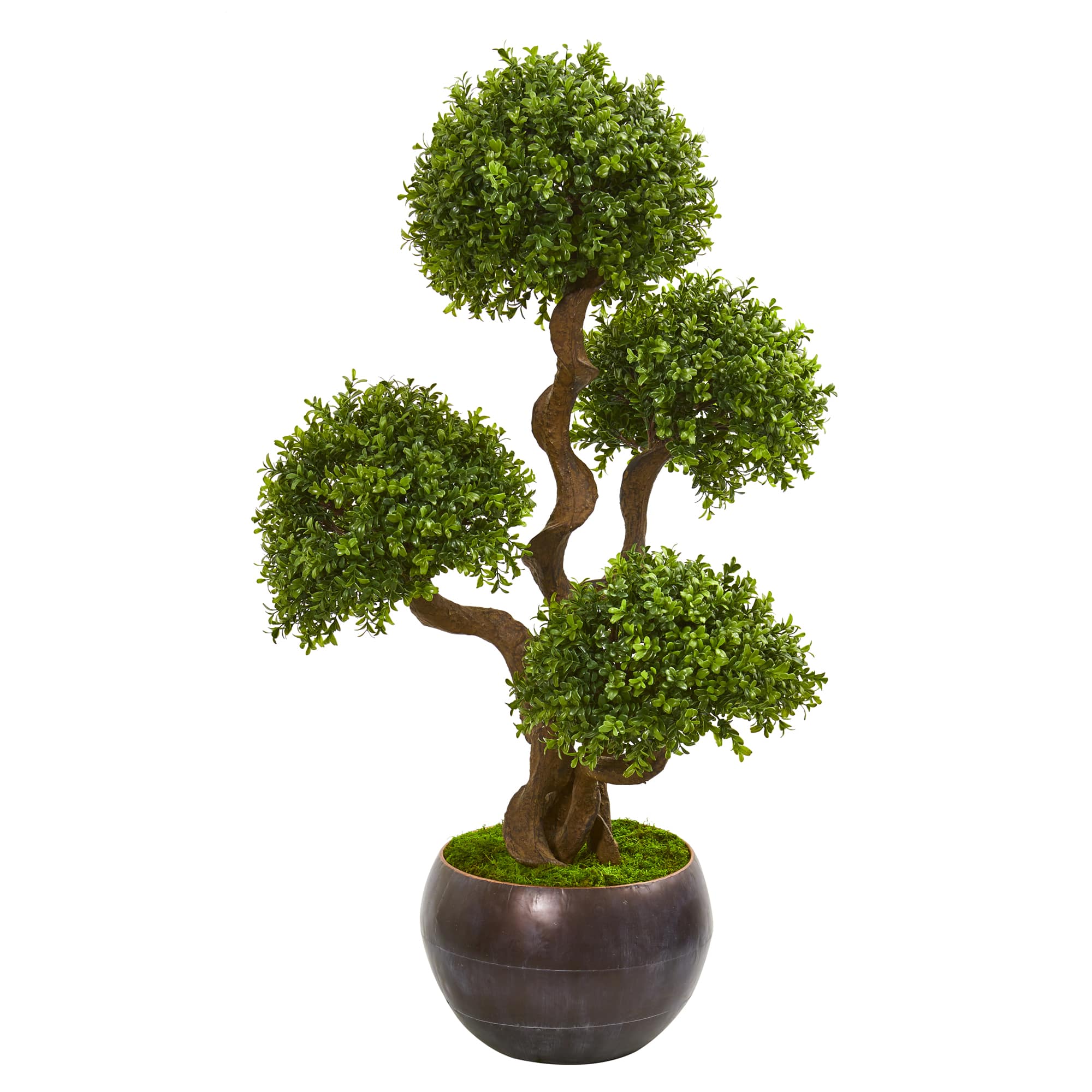 3.7ft. Four Ball Boxwood Topiary Tree in Round Planter