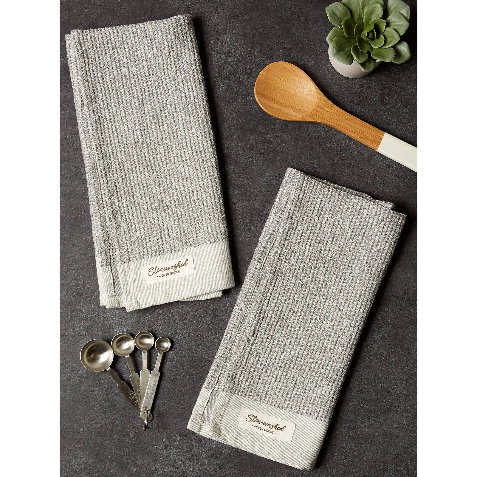 DII® Wild Dove Washed Waffle Woven Dishtowel, 2ct.