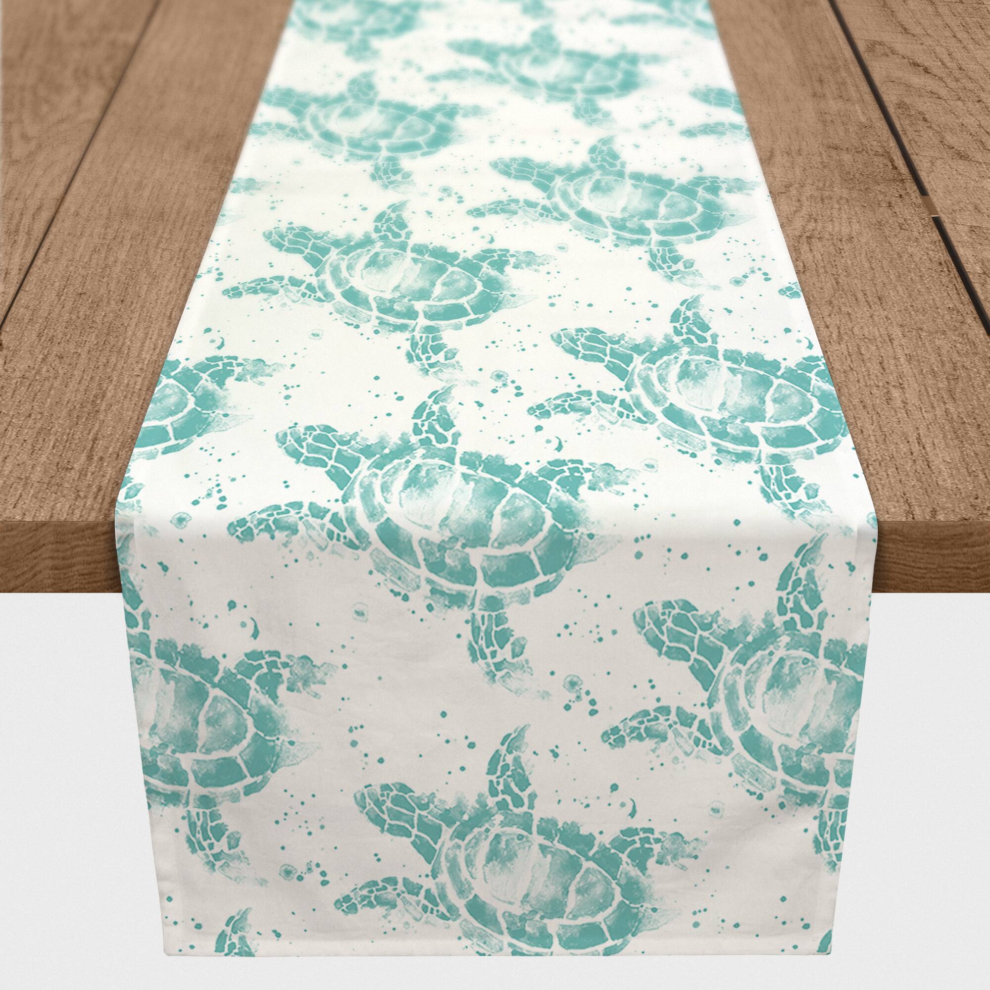 Sea Turtles With Paint Splatter Indoor/Outdoor Table Runner