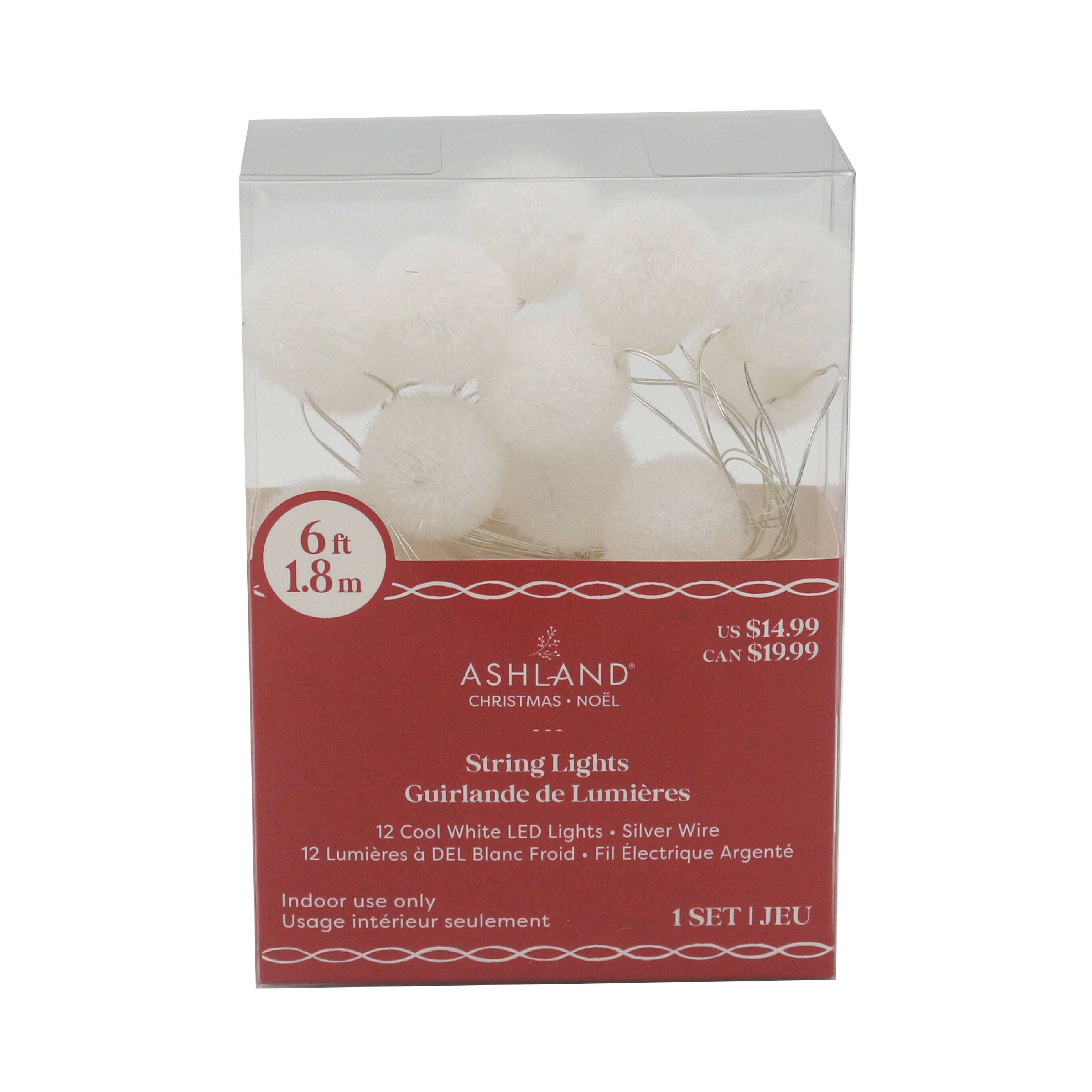Guirlande de 12&#xA0;lumi&#xE8;res &#xE0; DEL blanc froid en forme de boule pelucheuse d&#x27;Ashland