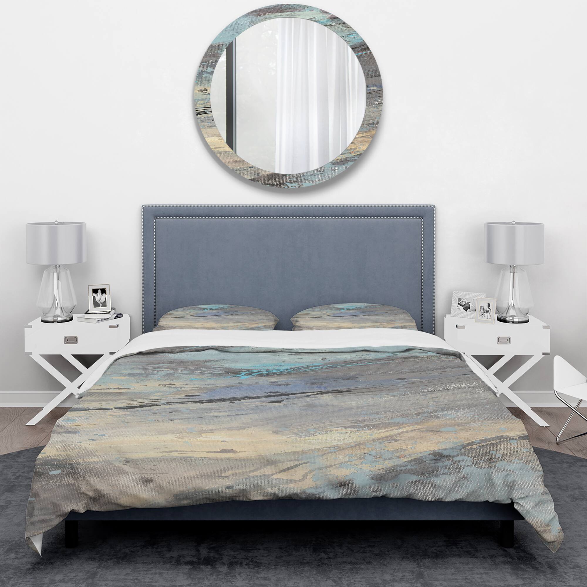 Designart &#x27;Rock Teal Panel I&#x27; Geometric Bedding Set - Duvet Cover &#x26; Shams