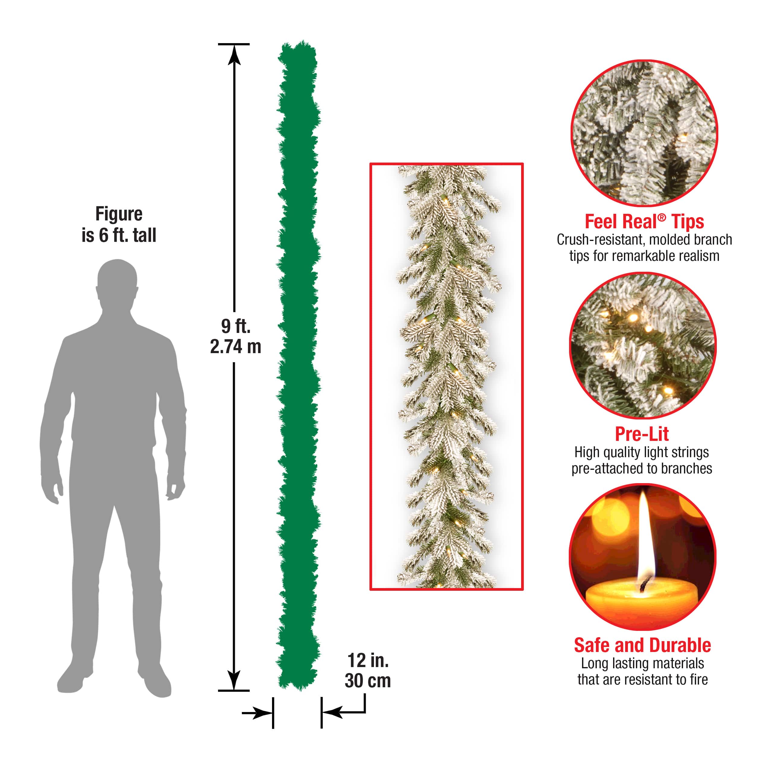 9ft. Snowy Sheffield Spruce Garland With Twinkly™ LED Lights