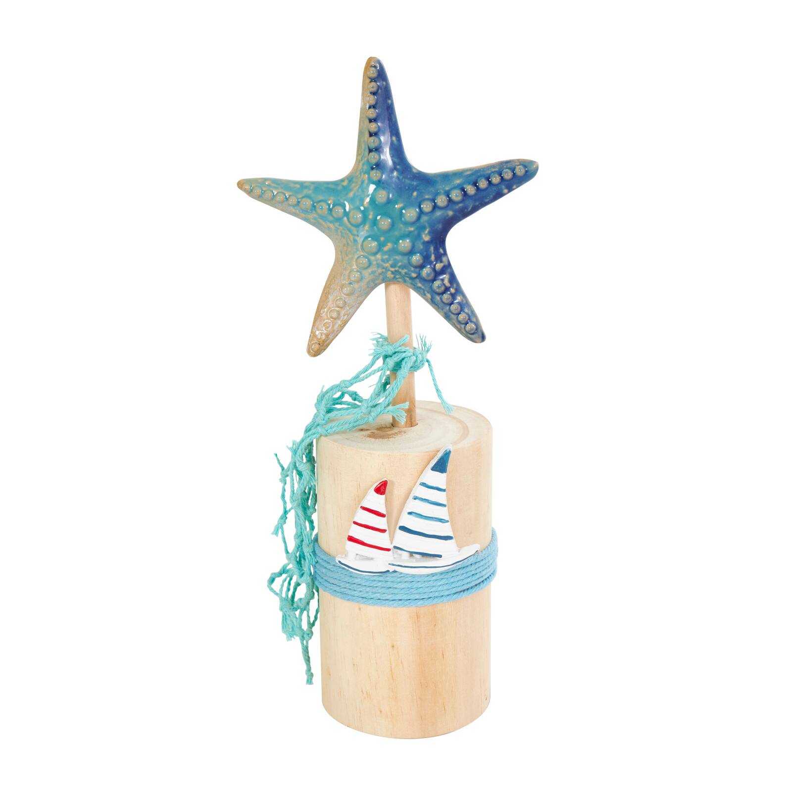 11" Blue Ceramic Sea Life Ombre Sculpture Set