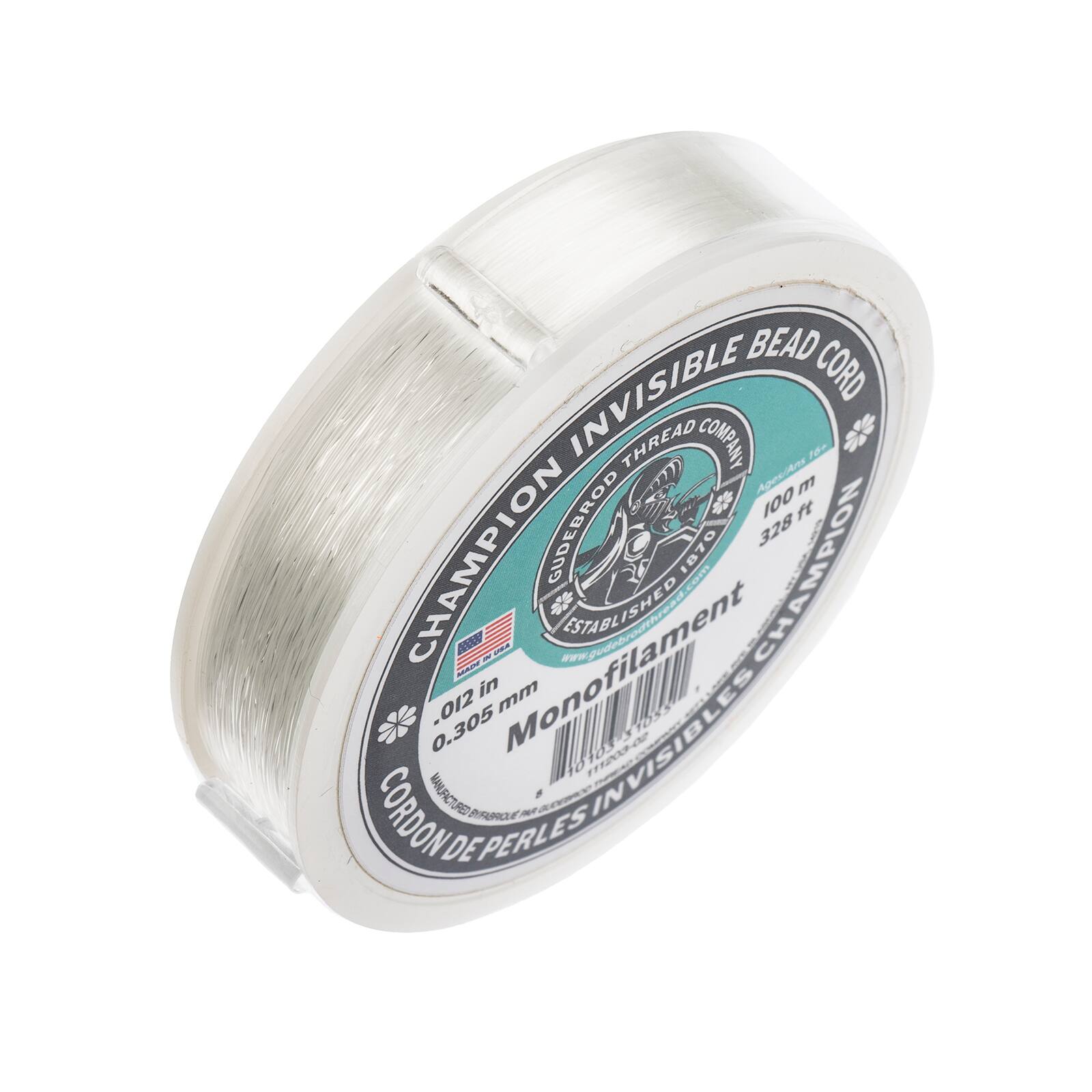 Gudebrod 0.012&#x22; x 328ft. Monofilament Champion Invisible Bead Cord