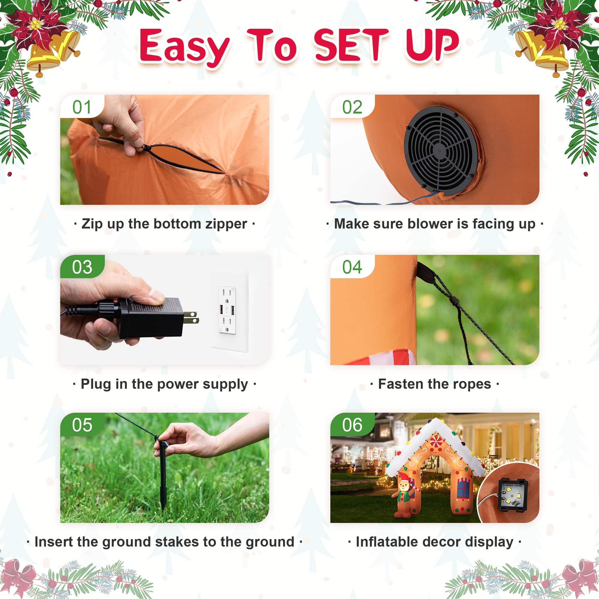 Glitzhome® 8ft. LED Lighted Gingerbread House Inflatable Décor