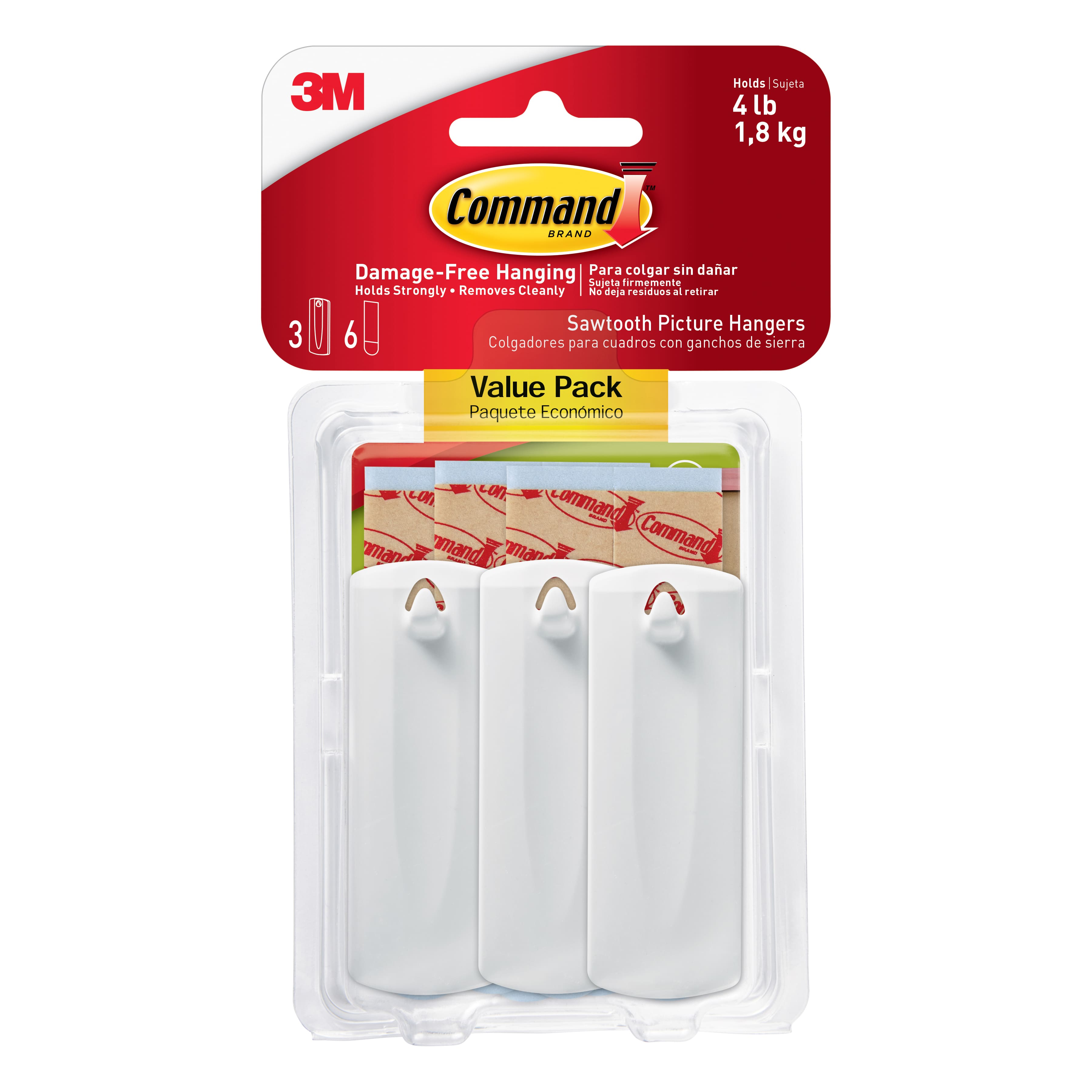 Command 4 lb. Medium White Sawtooth Picture Hangers (2 Hooks, 4