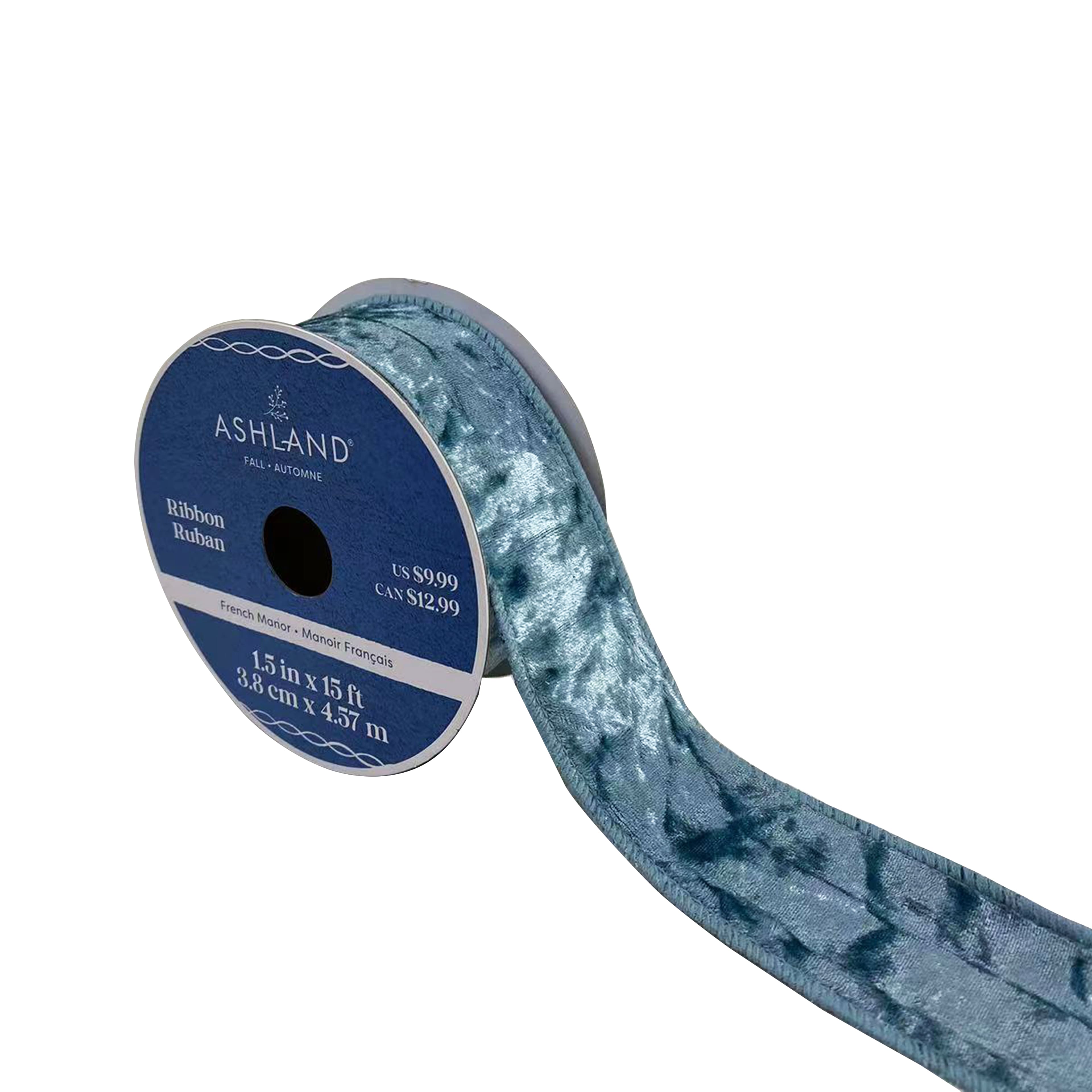 1.5&#x22; x 5yd. Velvet Wired Blue Ribbon by Ashland&#xAE; French Manor