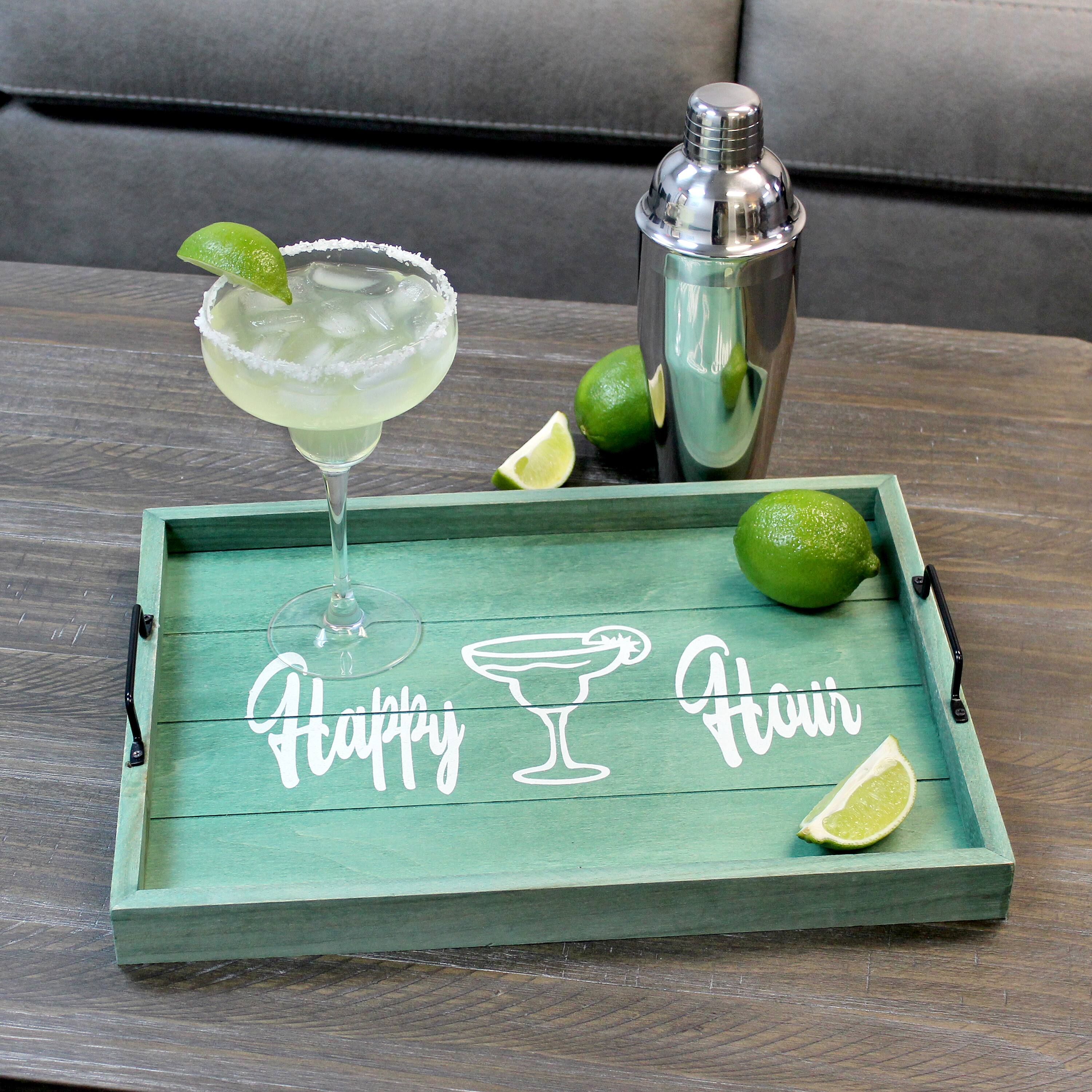 Elegant Designs&#x2122; 15.5&#x22; Happy Hour Serving Tray with Handles