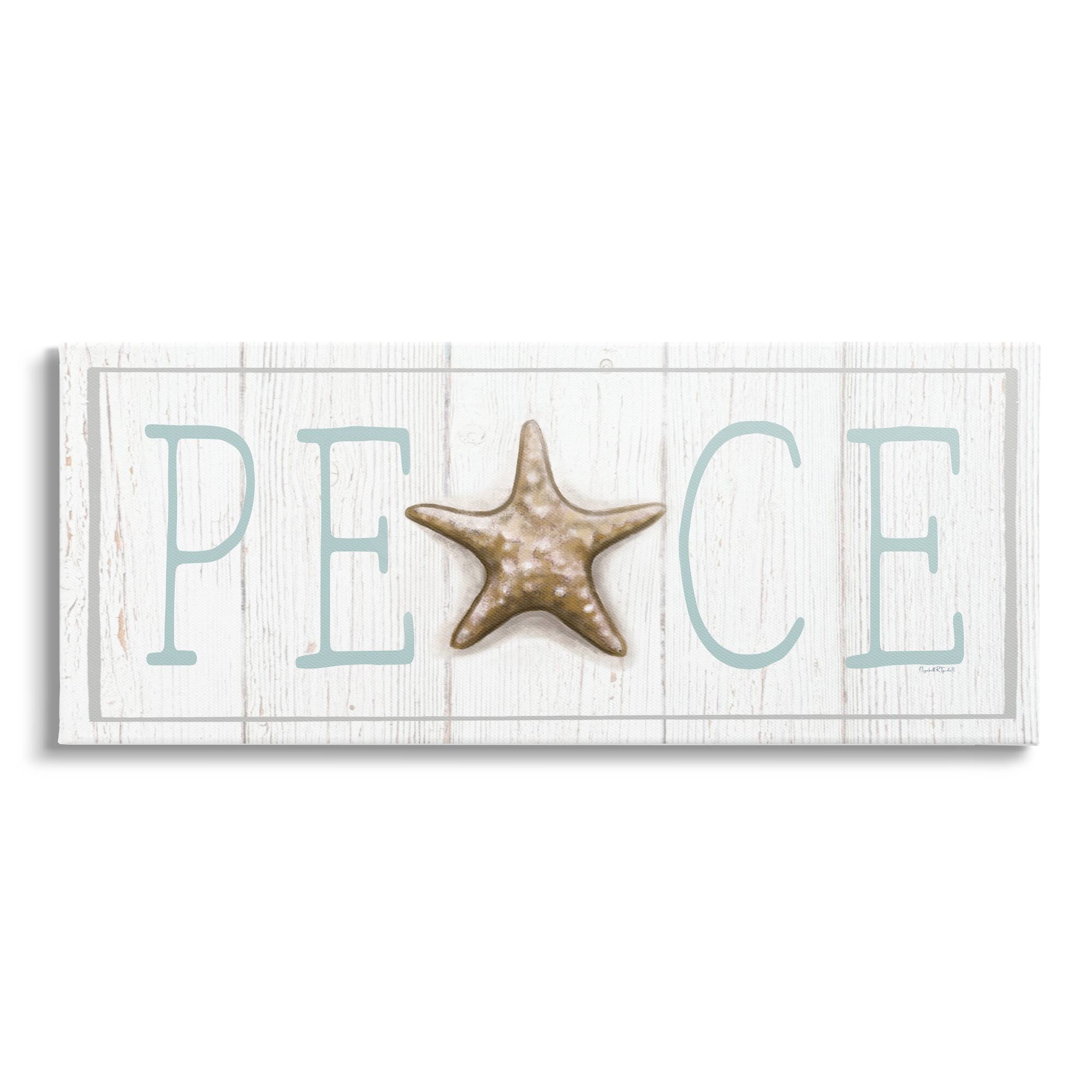 Stupell Industries Peace Seasonal Starfish Sign Canvas Wall Art