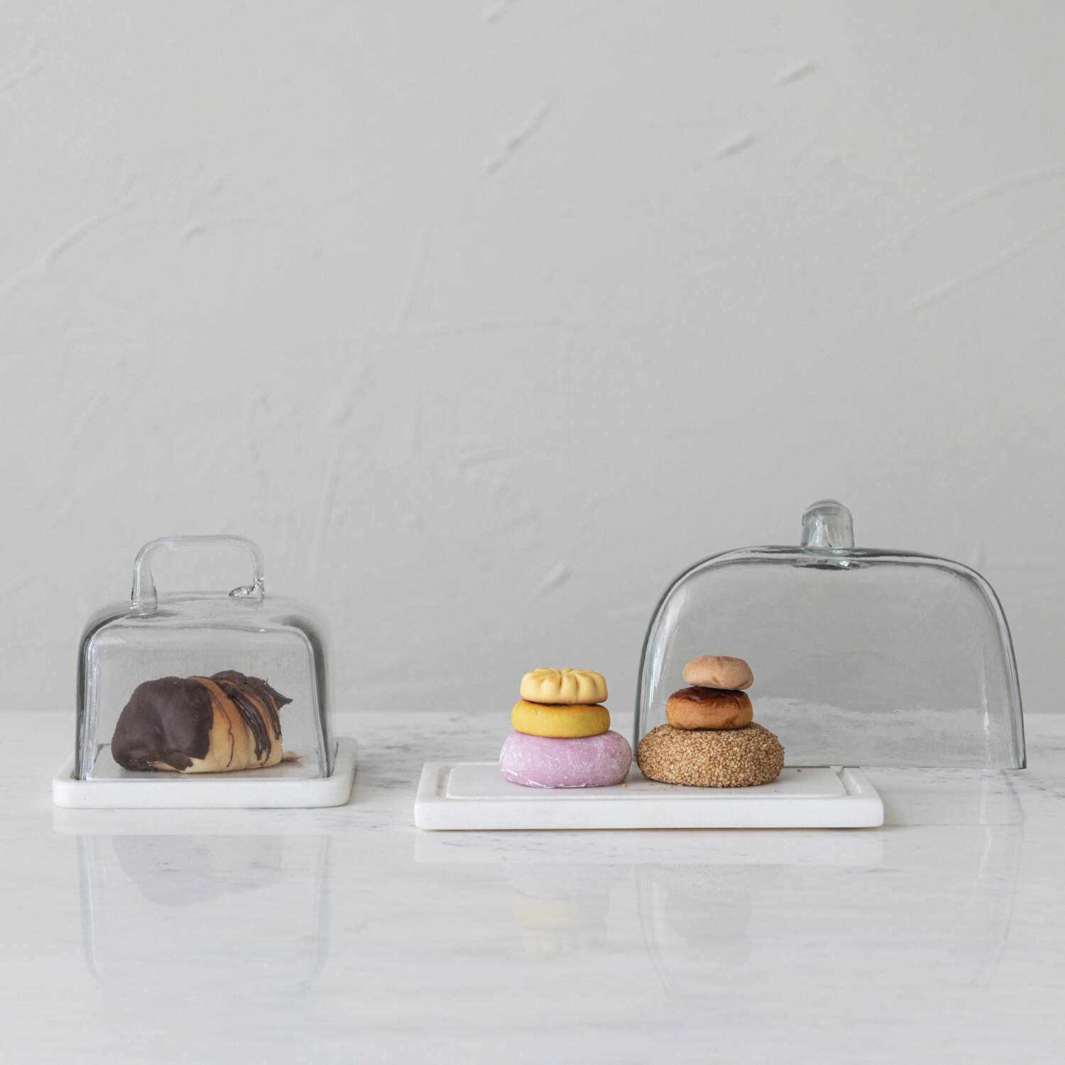 Hello Honey&#xAE; Glass Cloche with White Marble Base
