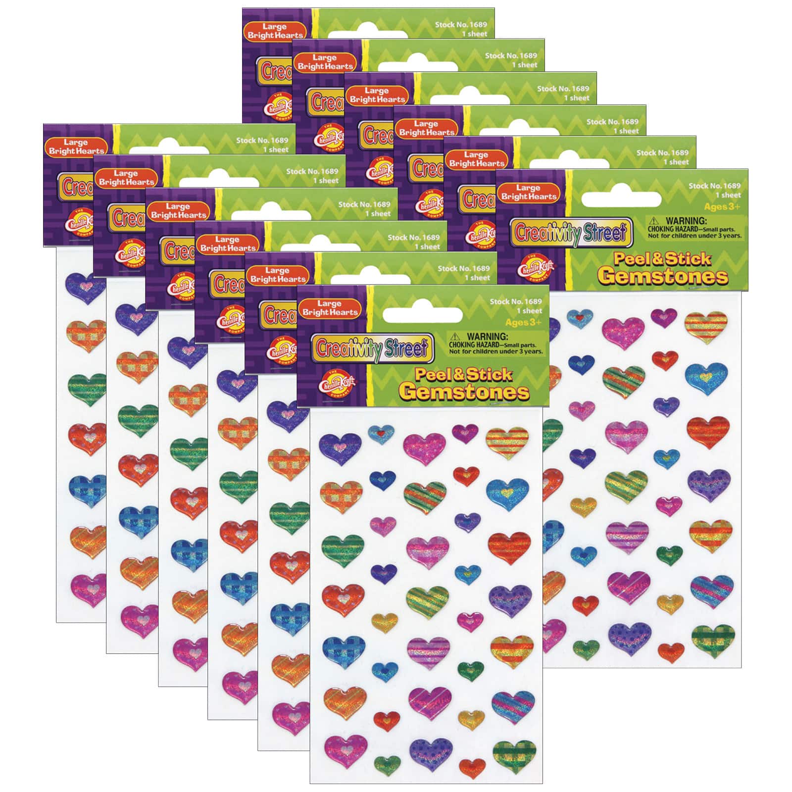 Creativity Street® Peel and Stick Gemstone Stickers, Hearts, Assorted  Sizes, 54 Pieces