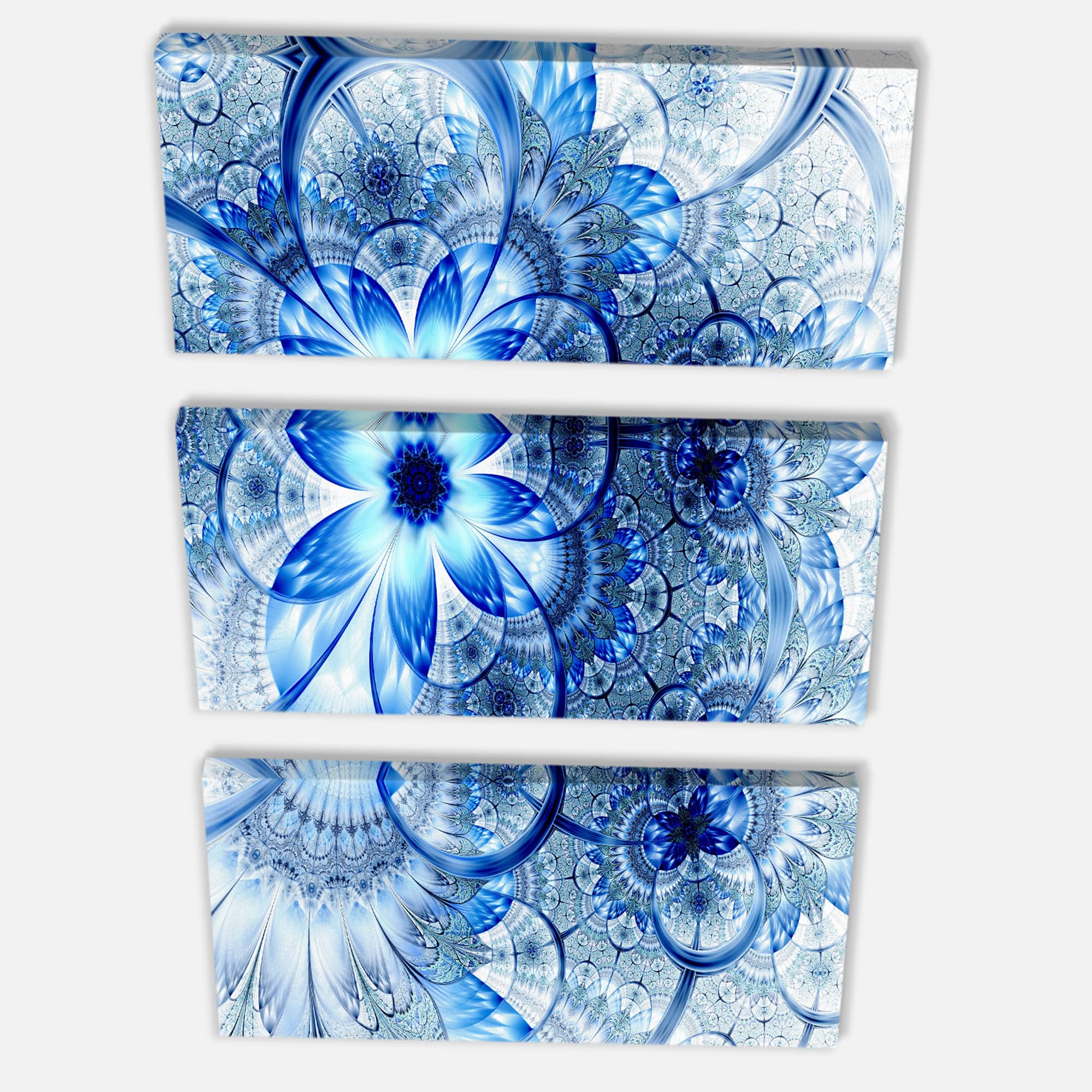 Designart - Dark Blue Flower Pattern Design - Floral Art Canvas Print