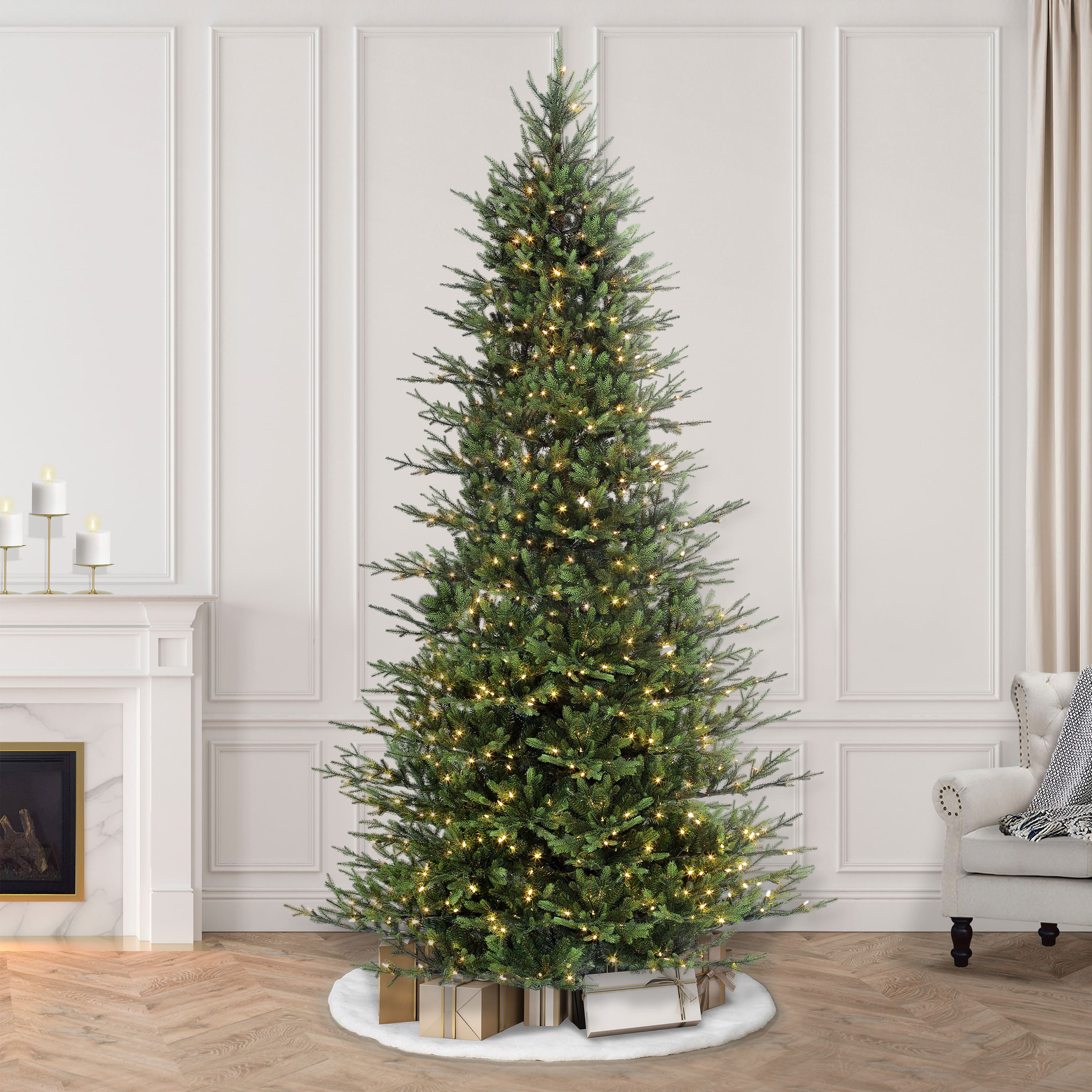 9ft. Pre-Lit Slim Balsam Fir Artificial Christmas Tree, Clear Lights ...