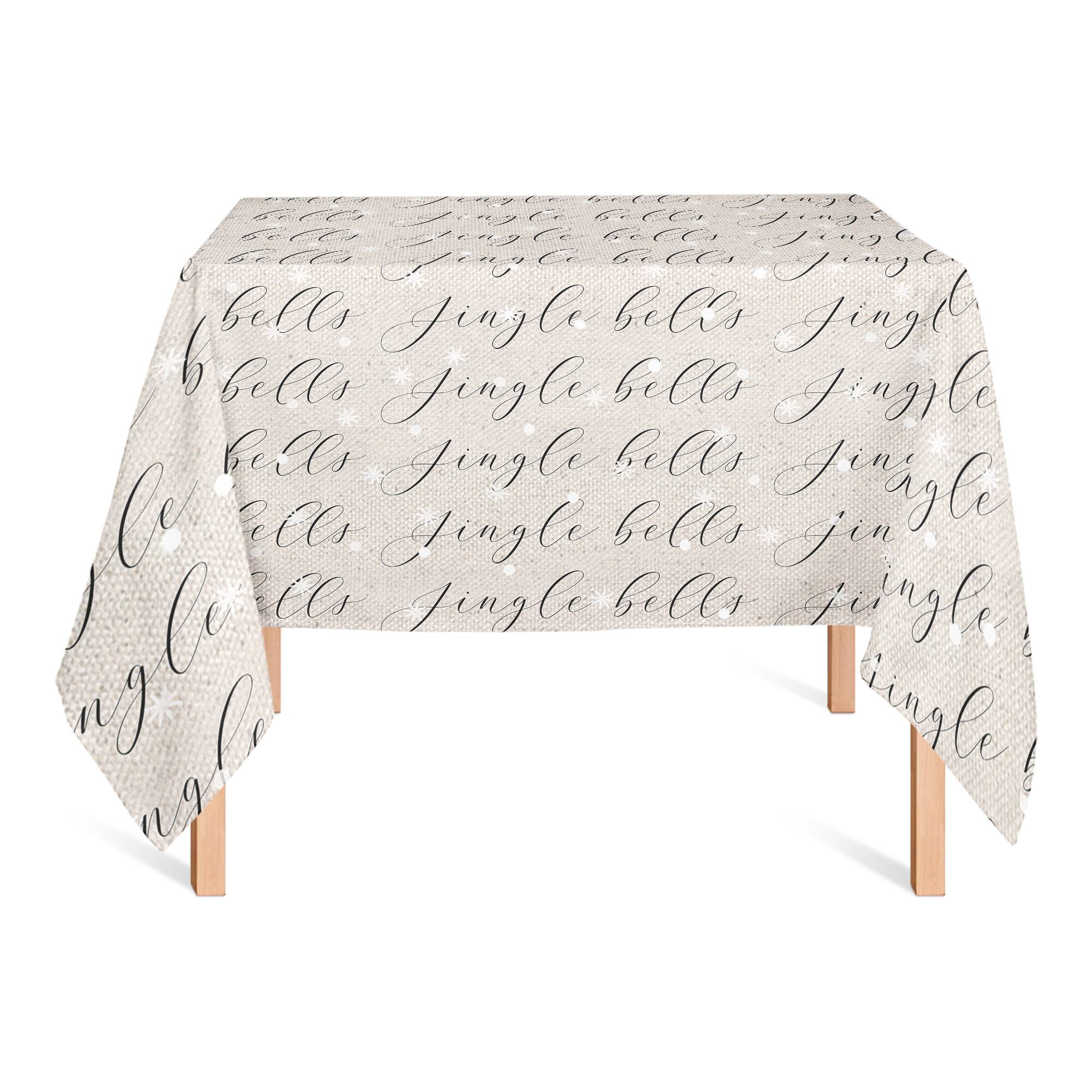 Jingle Bells Script 58&#x22; x 58&#x22; Tablecloth