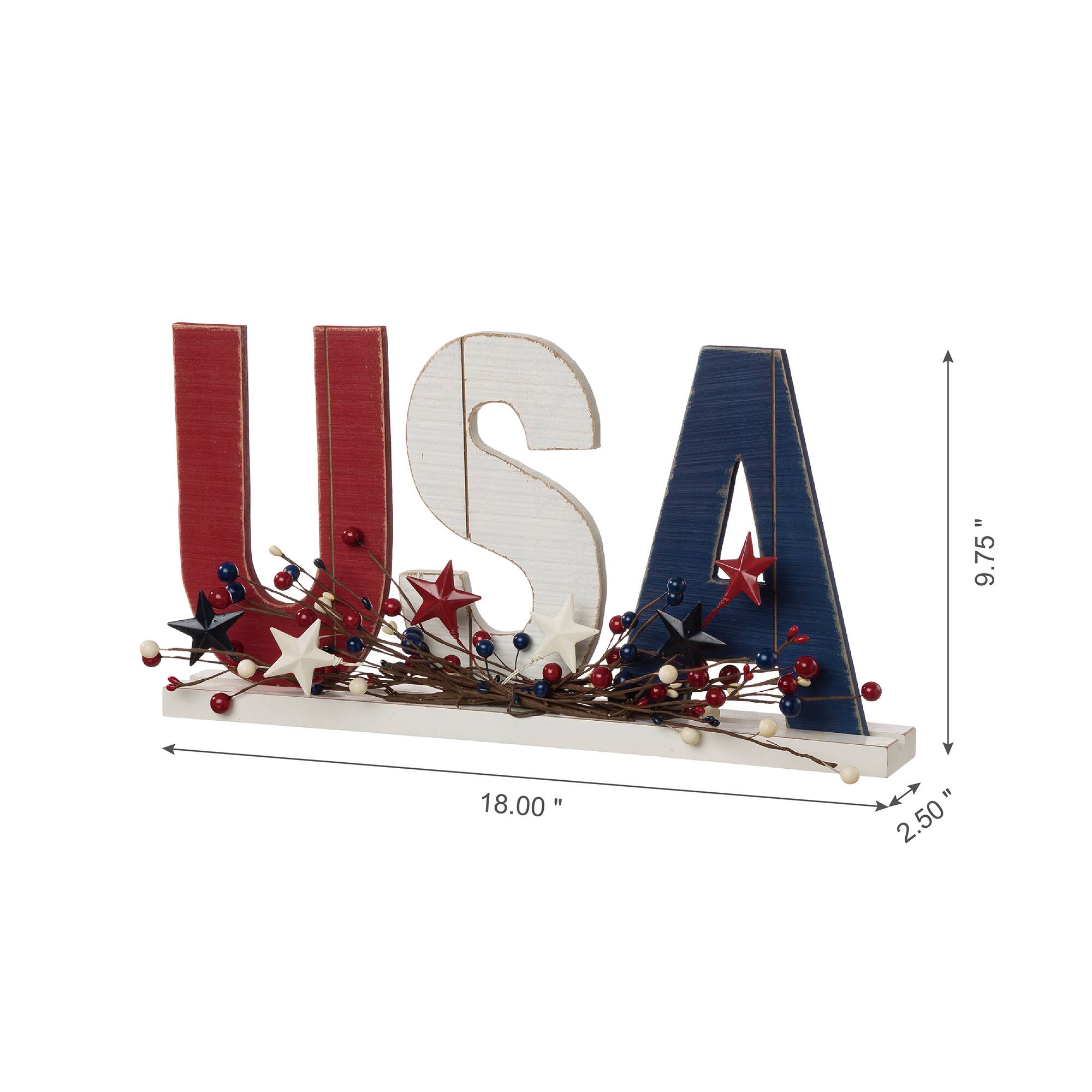 Glitzhome&#xAE; 18&#x22; U.S.A. Wooden Table Decoration