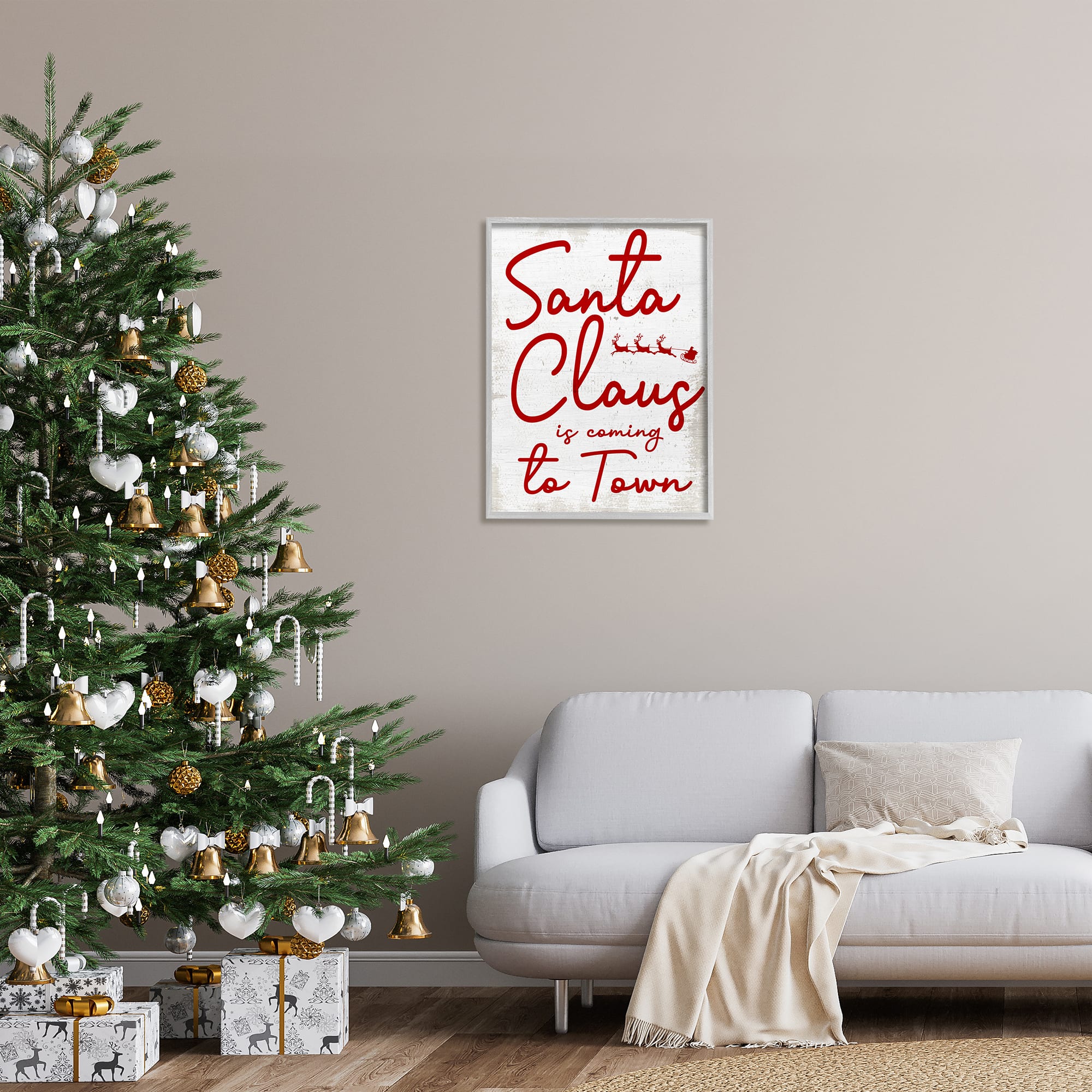 Stupell Industries Santa Claus Coming to Town Phrase Framed Giclee Art