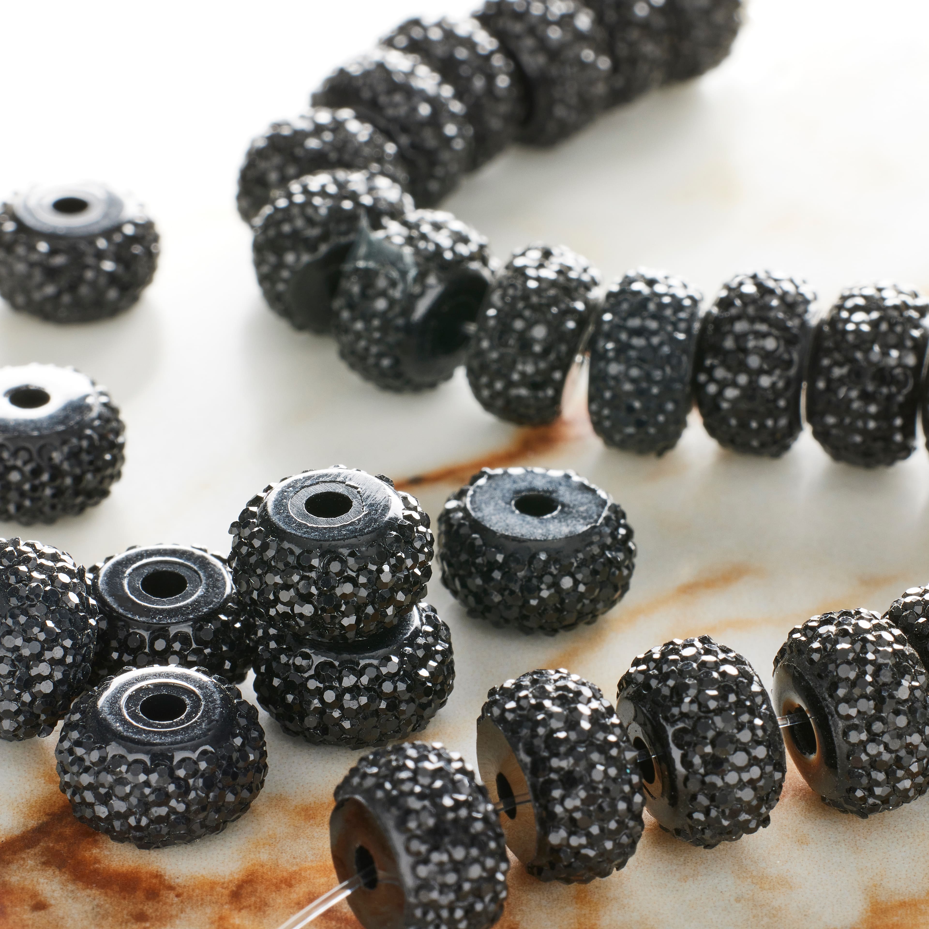 Black Resin Rondelle Beads, 10mm by Bead Landing™