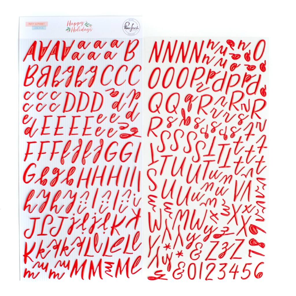 PinkFresh Studio Happy Holidays Red Puffy Alphabet Stickers