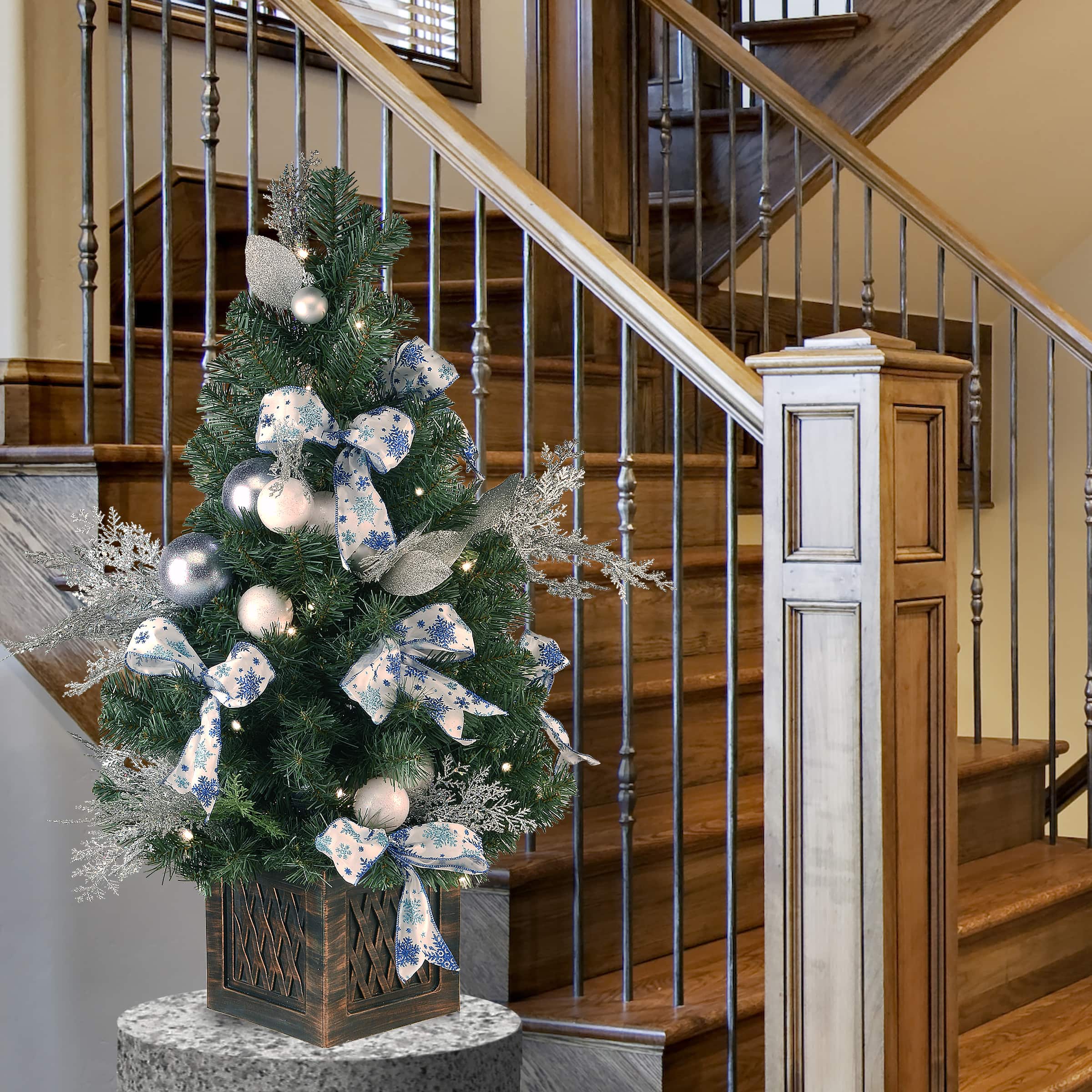 3ft. Pre-Lit Decorative Collection Ornament Artificial Christmas Tree, Clear Lights