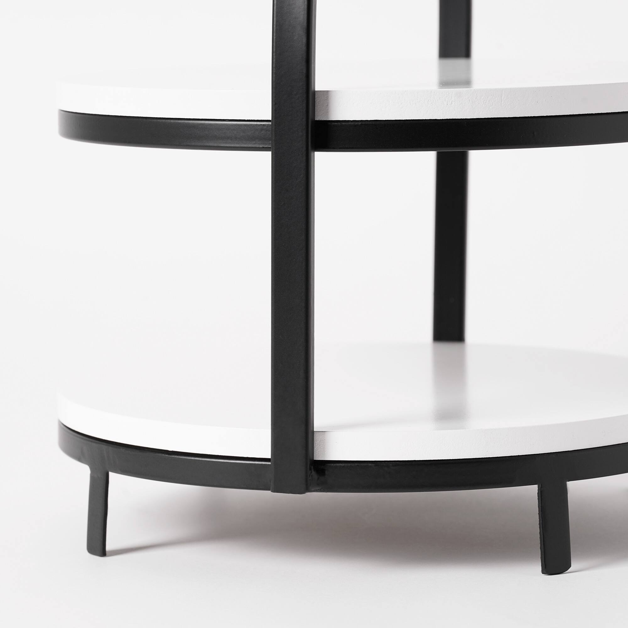 American Art Decor White 2-Tier Metal Storage Display Tray