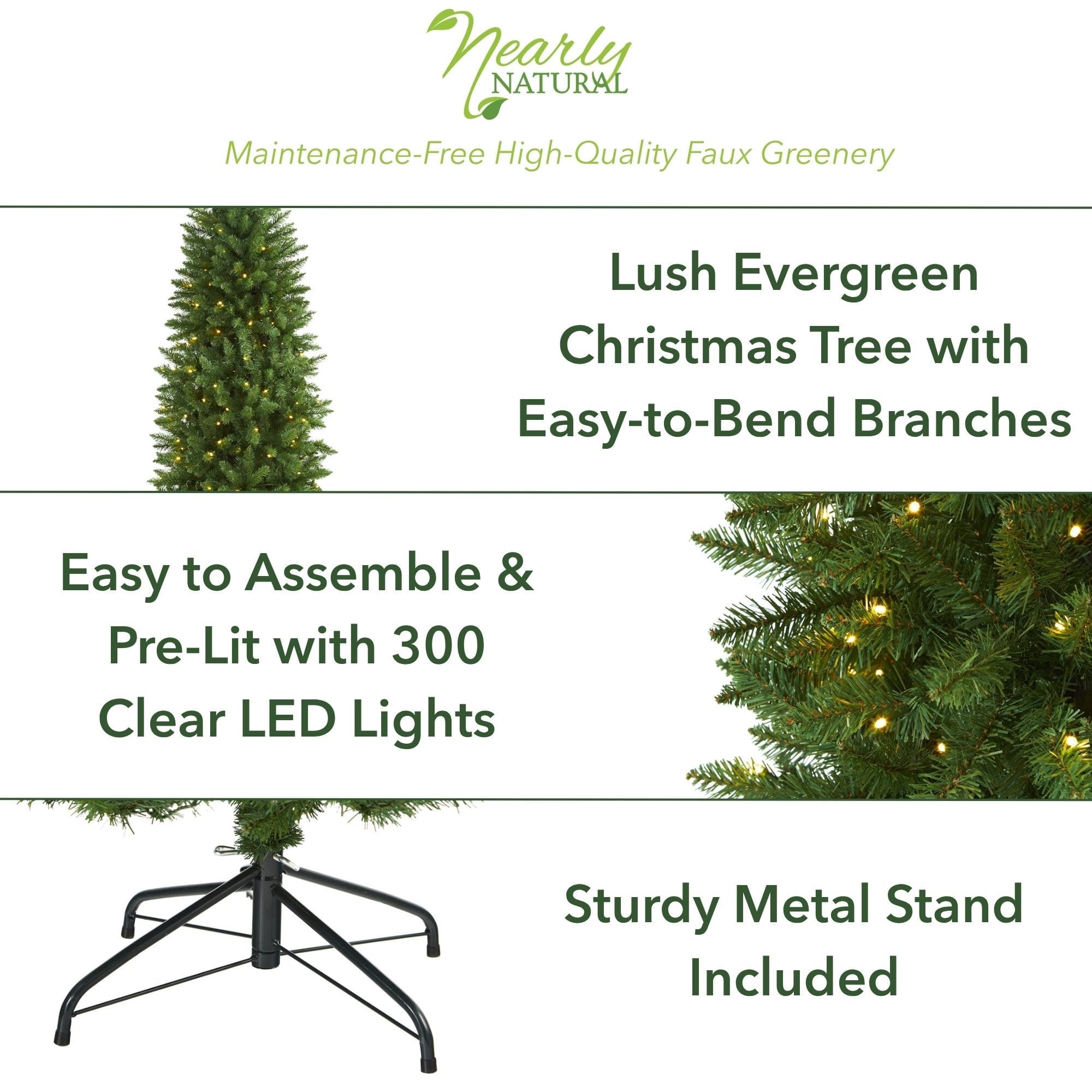 6.5ft. Pre-Lit Green Mountain Pine Artificial Christmas Tree, Clear LED Lights