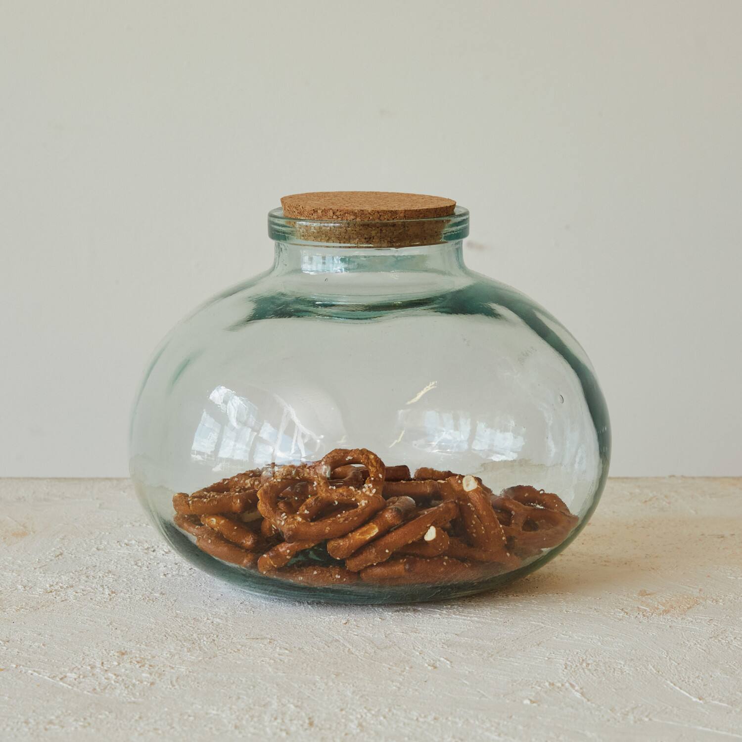 Hello Honey® 9" Round Clear Reclaimed Glass Jar with Cork Lid