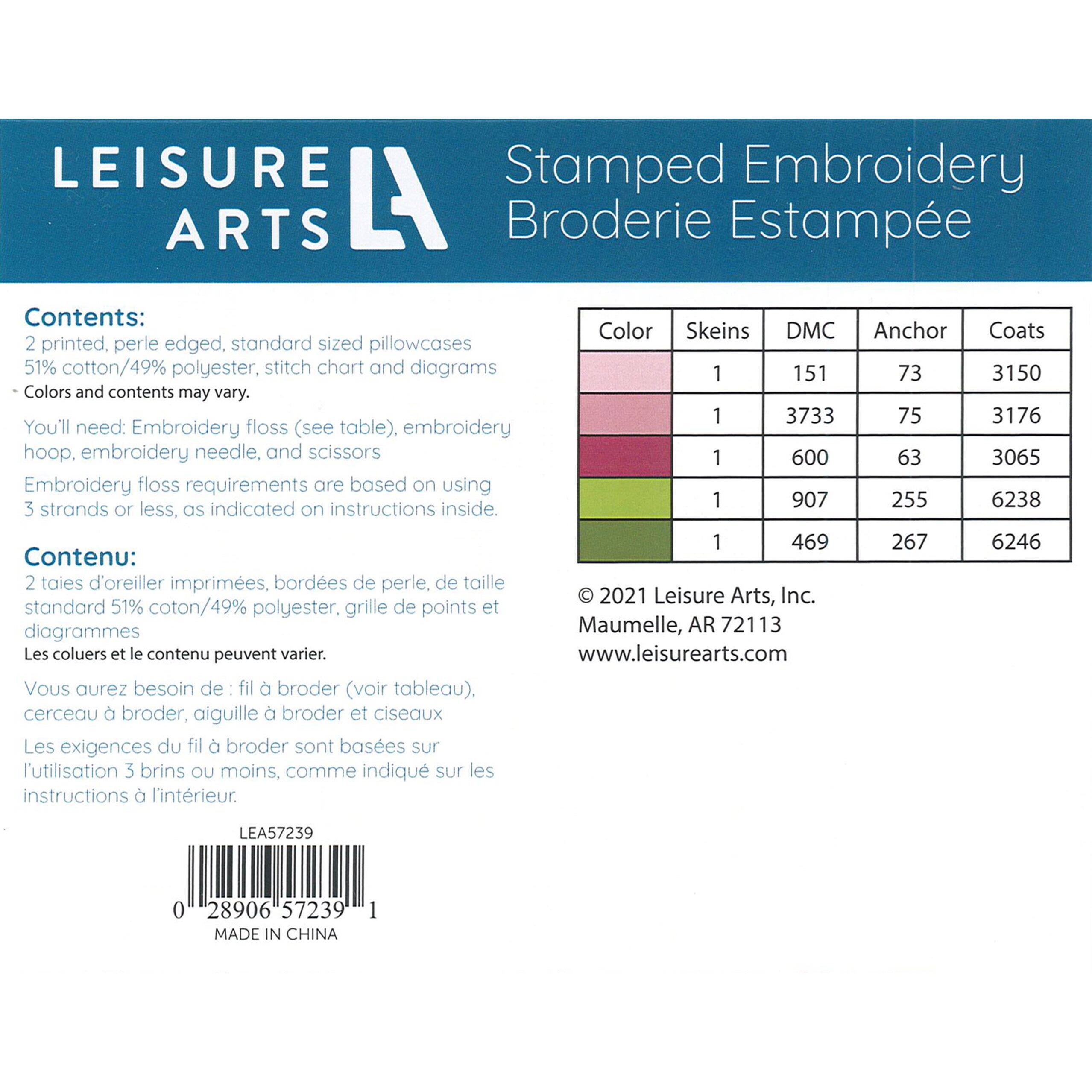 Leisure Arts&#xAE; Forget-Me-Not Pillowcase Stamped Embroidery Kit