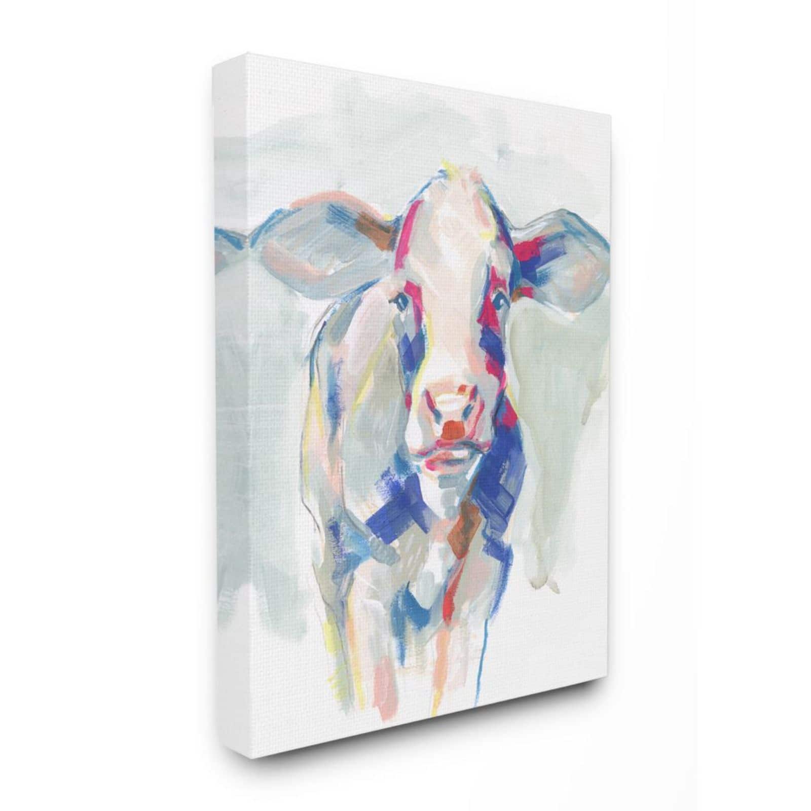 Stupell Industries Colorful Cow Canvas Wall Art