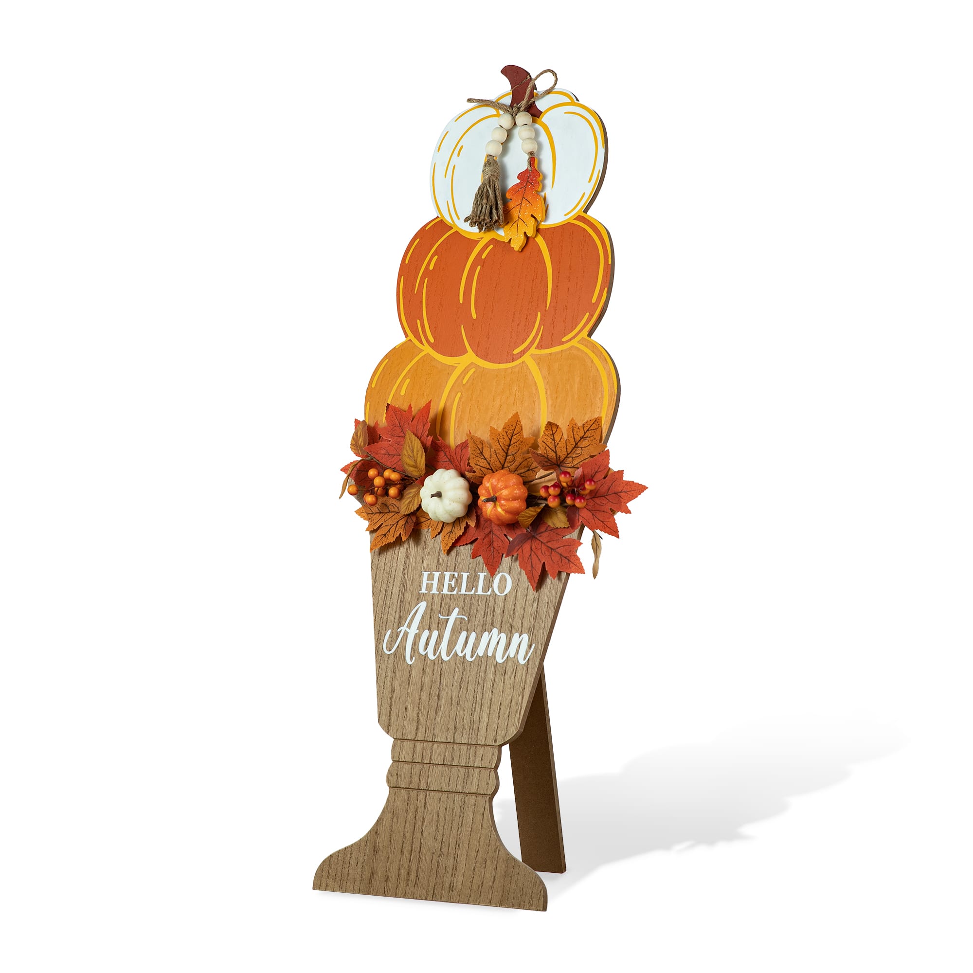 Glitzhome® 36" Fall Wood Stacked Pumpkin Urn Porch Décor