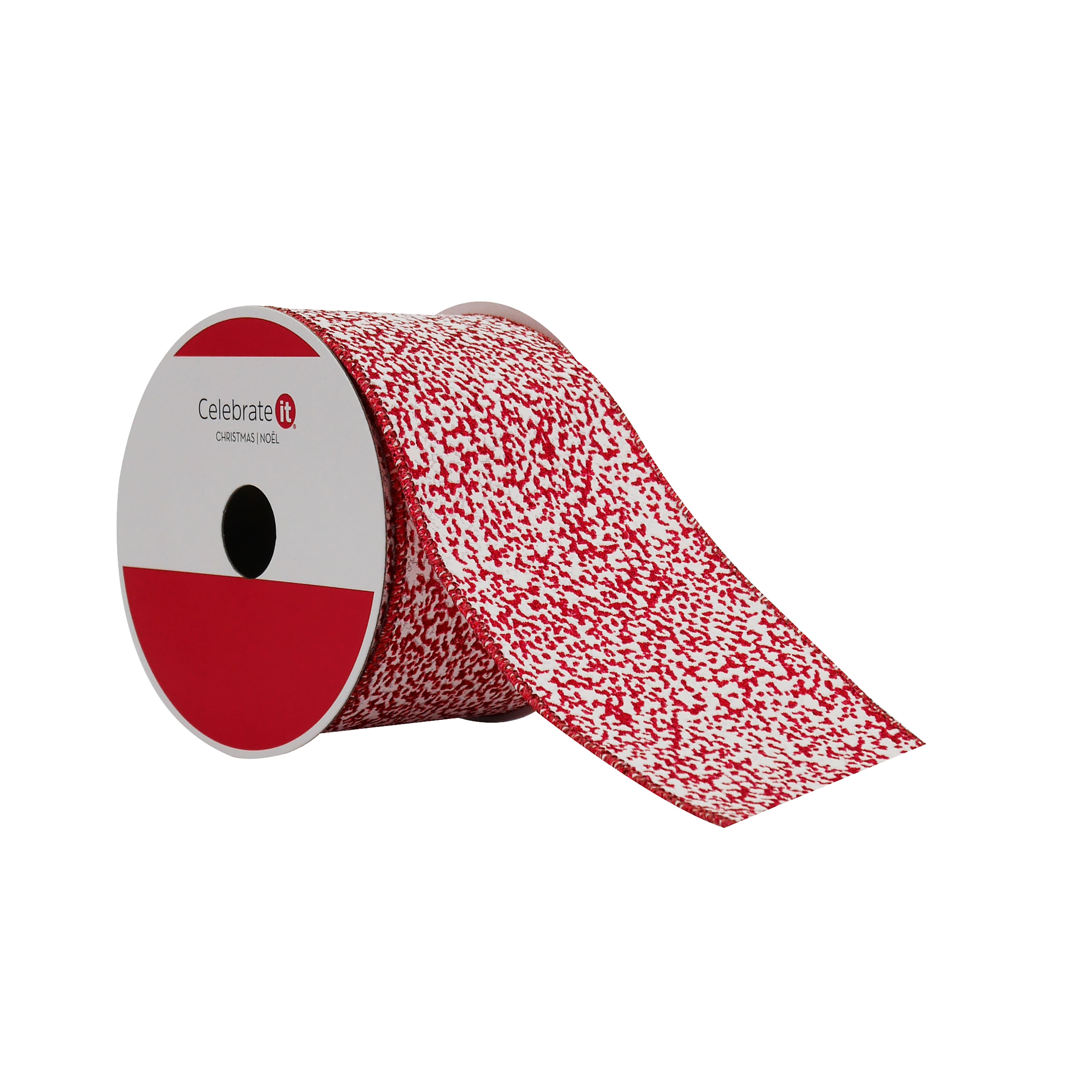2.5&#x22; x 20ft. Red &#x26; White Sugar Wired Ribbon by Celebrate It&#xAE;