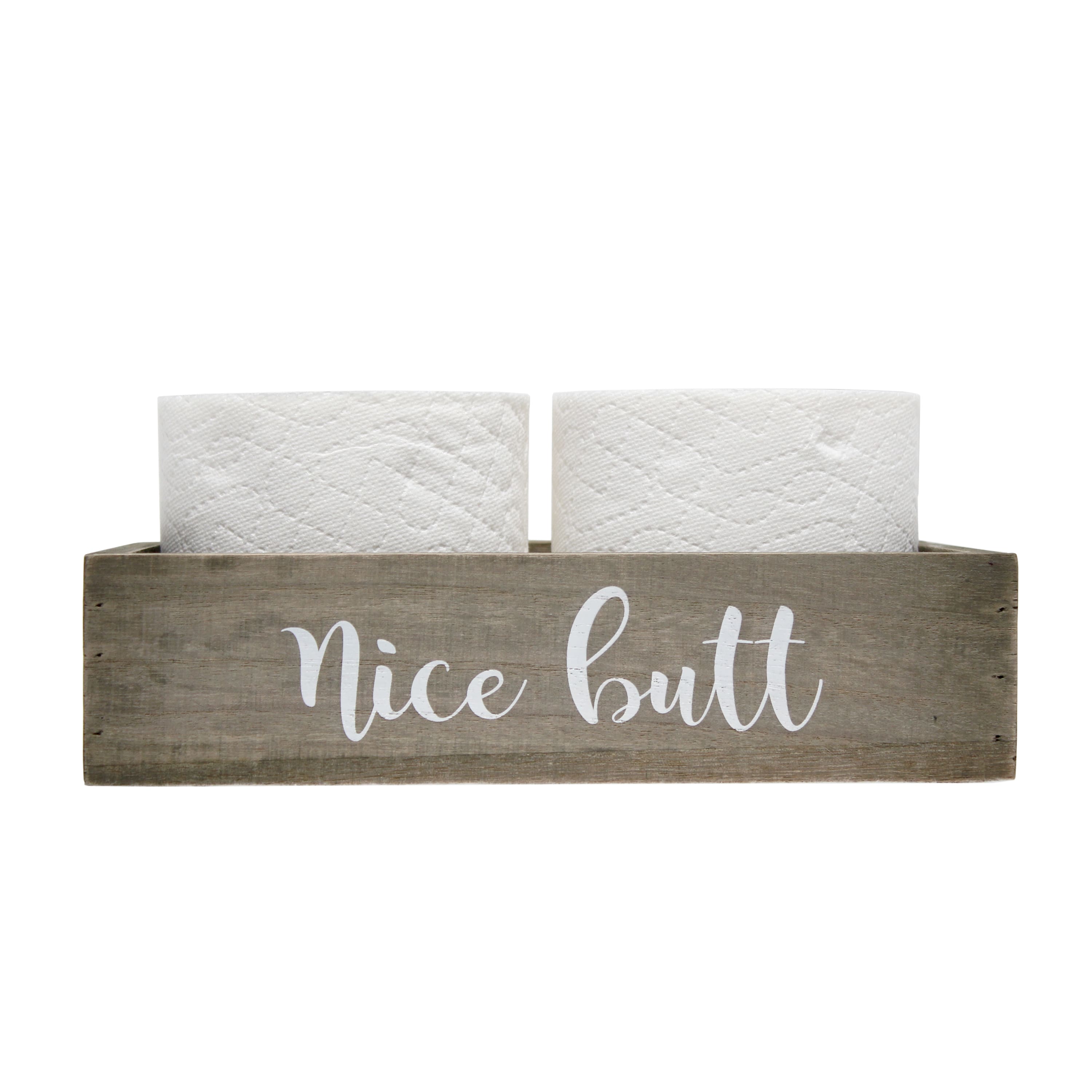 Elegant Designs Small Rustic Gray Cheeky Towel Holder, Frame & Toilet Paper Holder Set