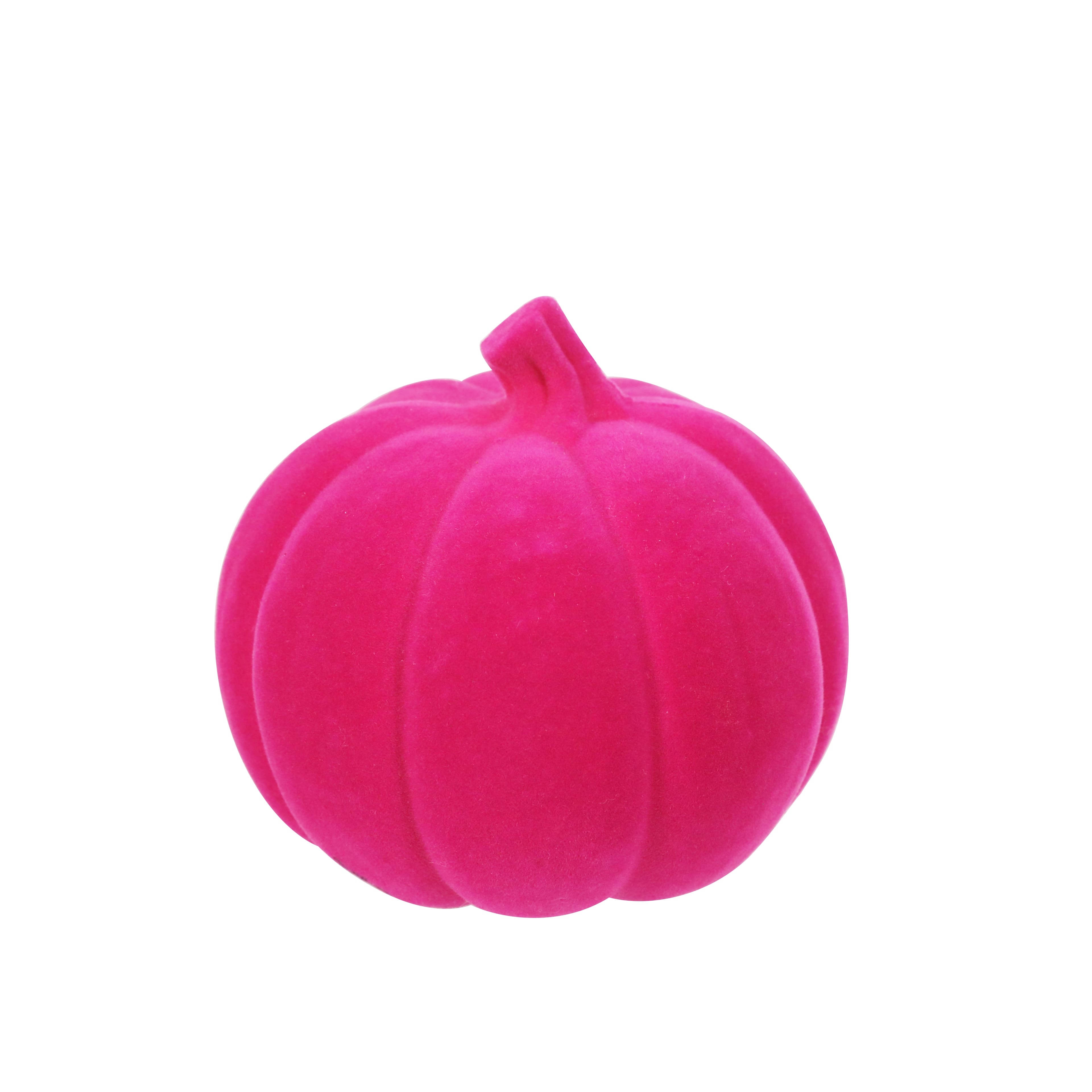 4.25&#x22; Hot Pink Flocked Pumpkin Tabletop D&#xE9;cor by Ashland&#xAE;