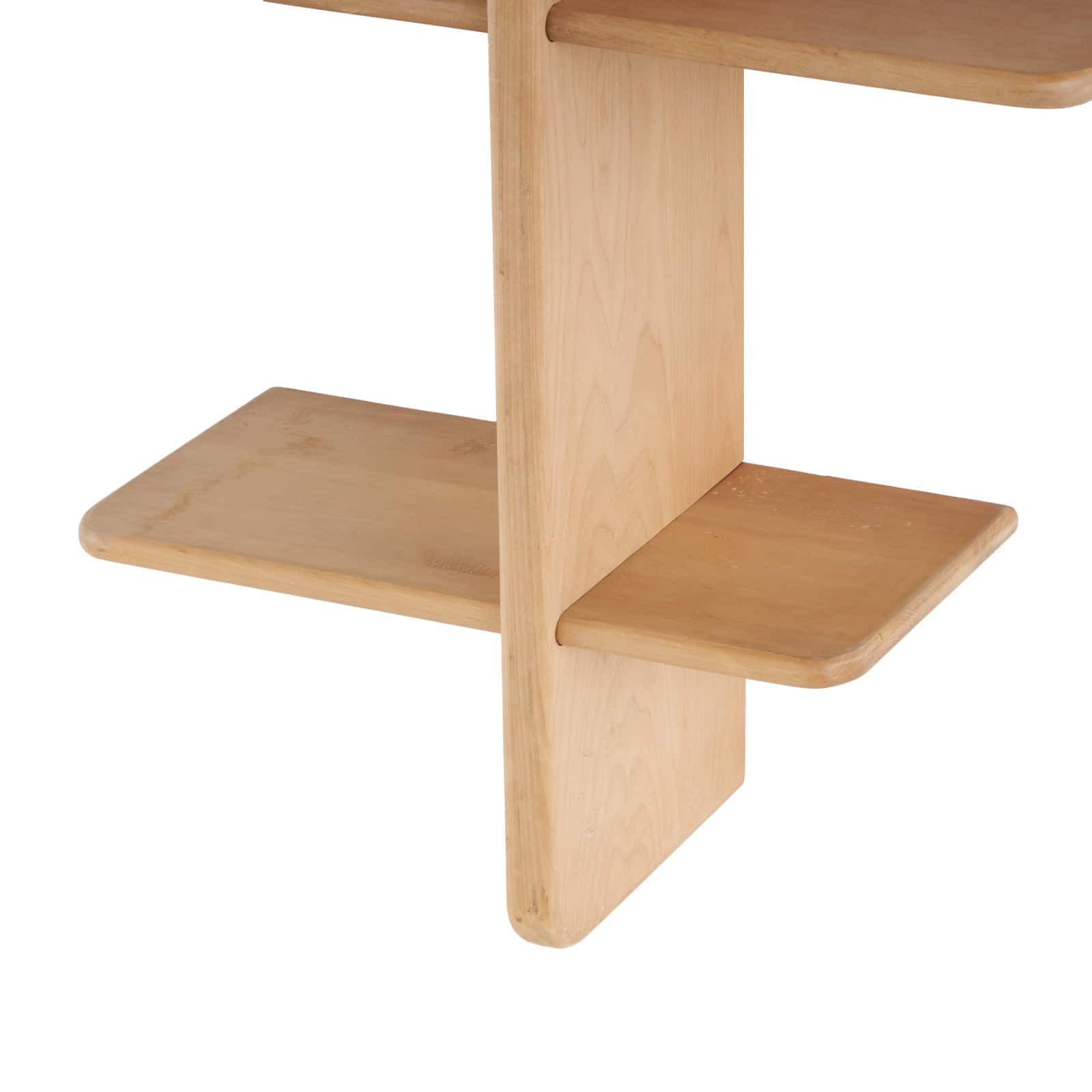 15" x 44" 8-Shelf Light Brown Wood Handmade Wall Shelf