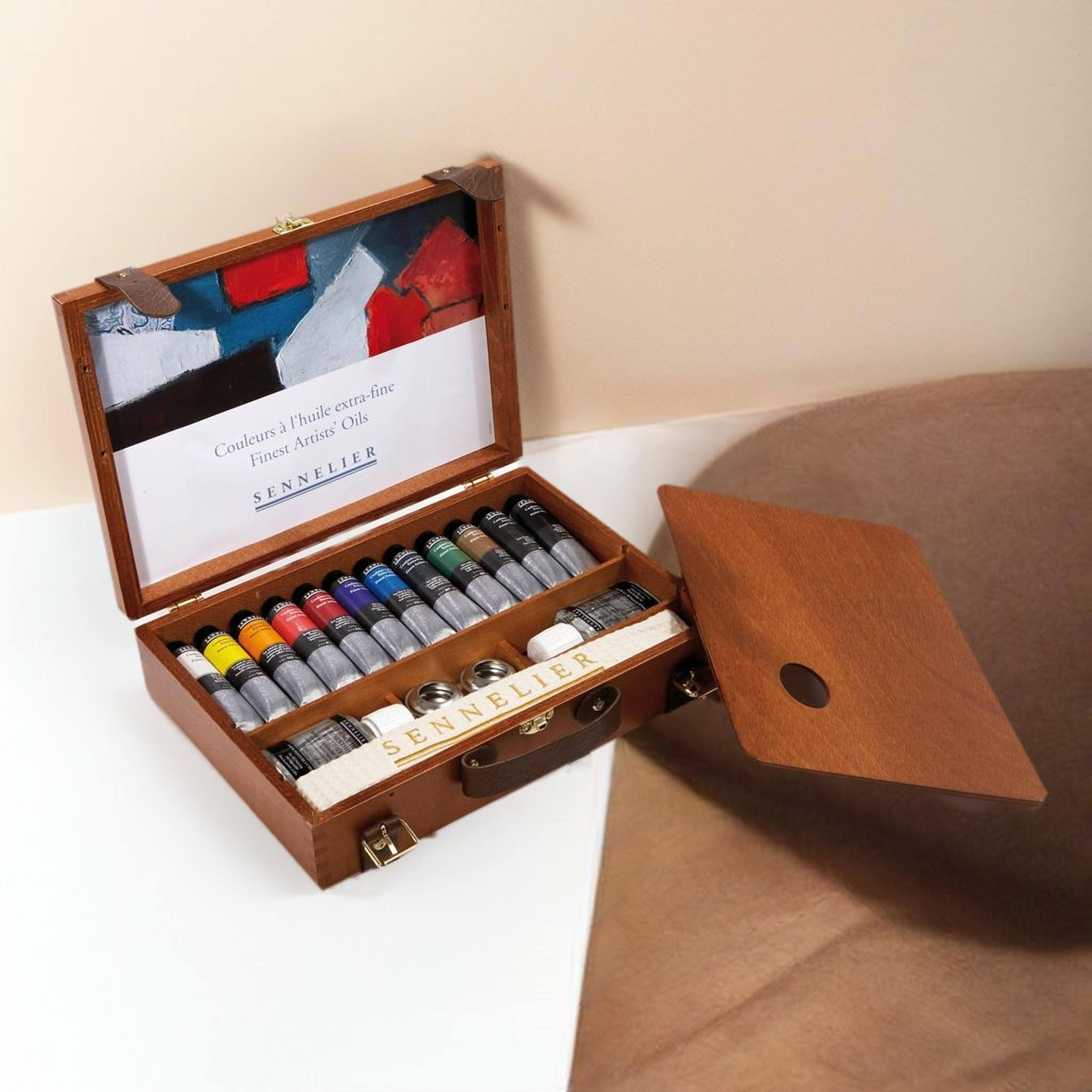 Sennelier Artists&#x27; Oil 12-Color Wood Box Set