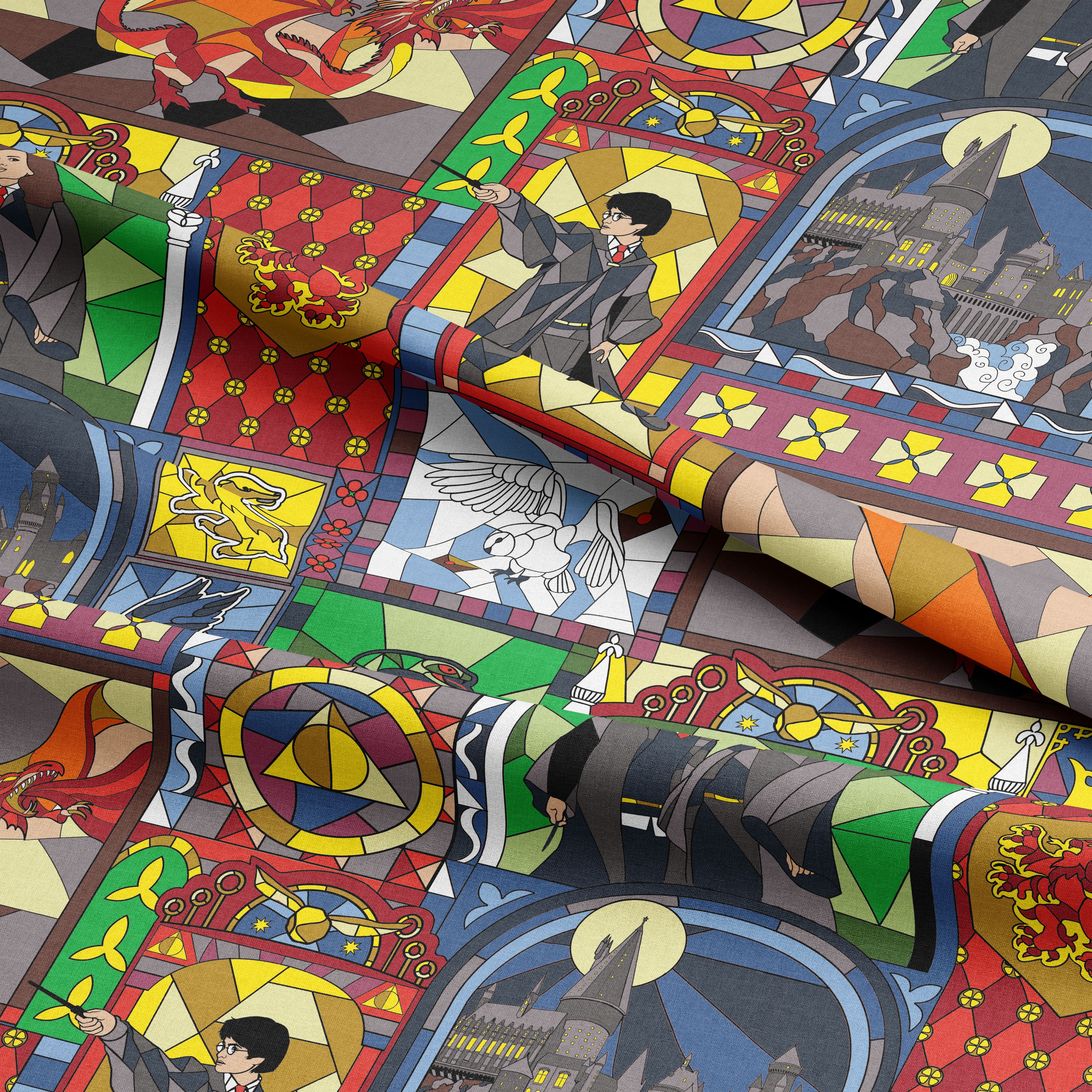 Harry Potter™ Stained Glass Cotton Fabric