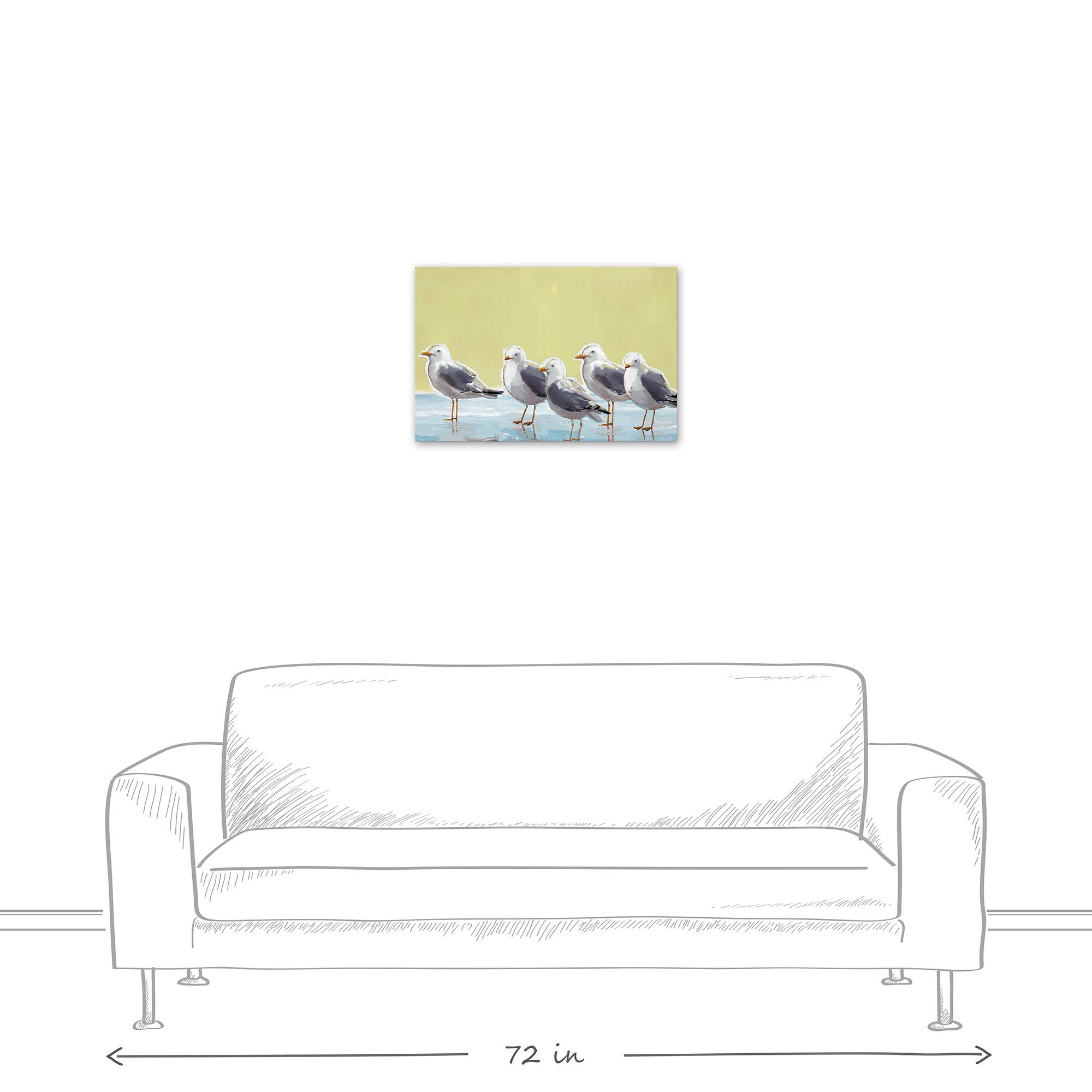 Seagulls On Yellow 24&#x22; x 16&#x22; Canvas Wall Art